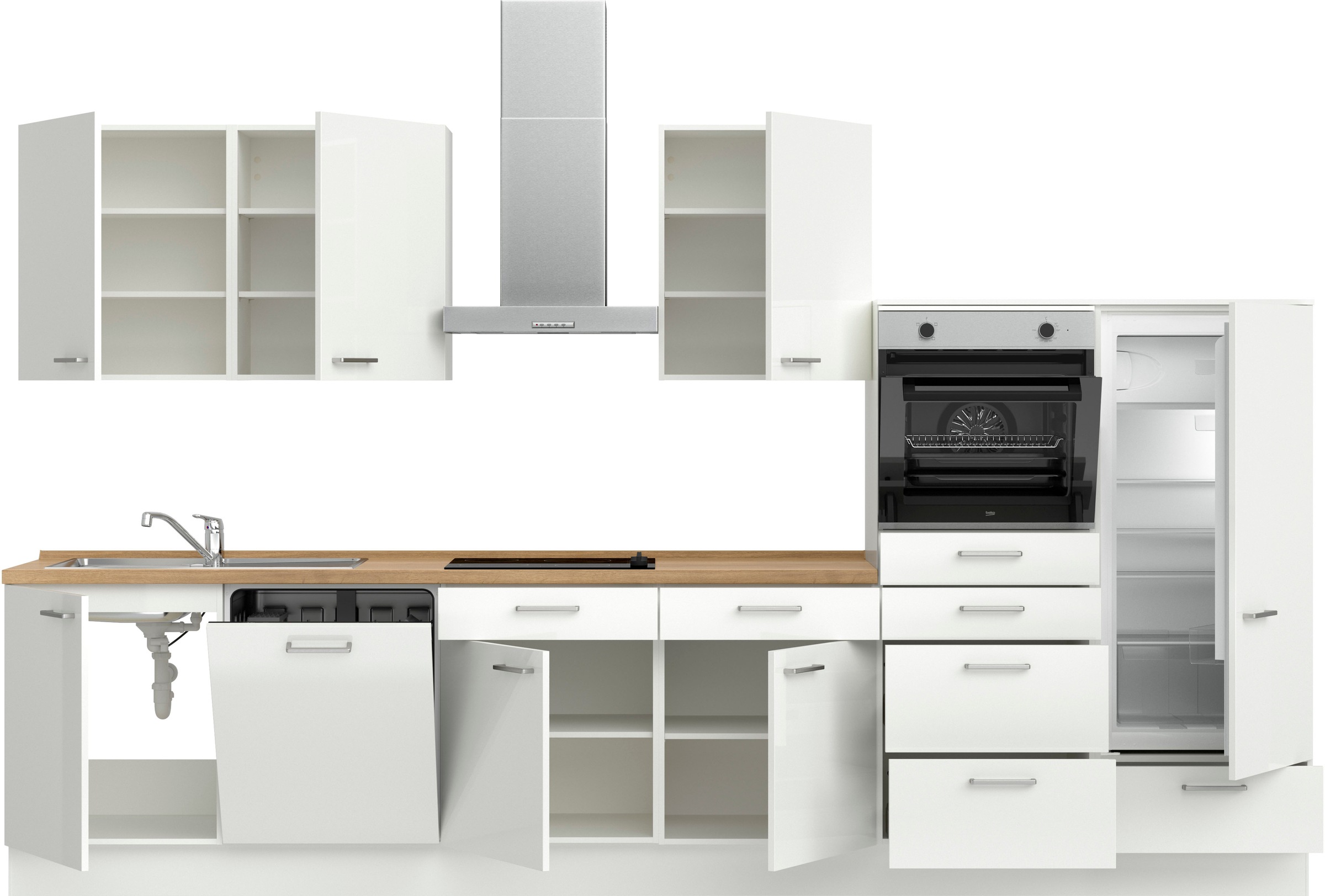 nobilia® Küchenzeile »"Flash I"« vormontiert, Ausrichtung wählbar, Breite 360 cm, wahlw. mit E-Geräten