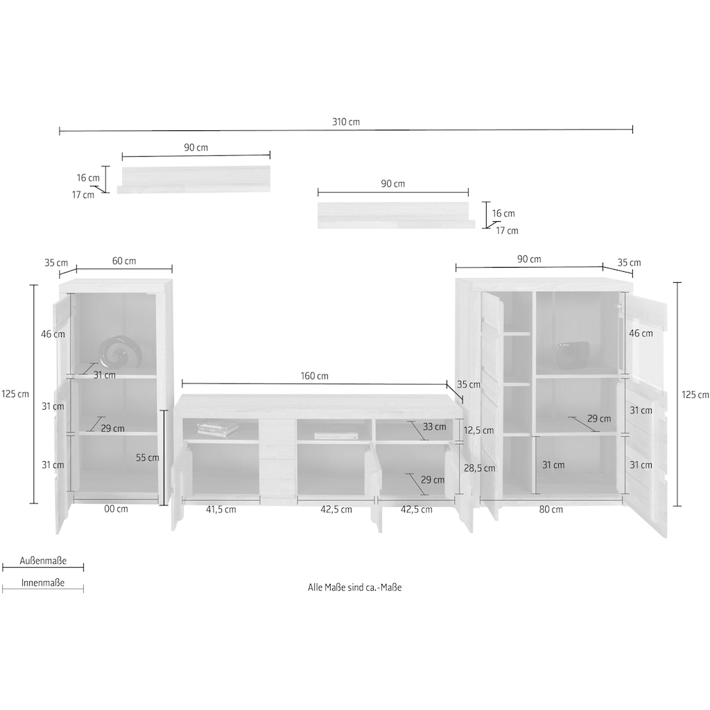 Woltra Wohnwand »Silkeborg«, (Set, 5 St.)