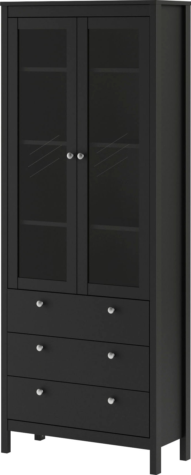 Home affaire Vitrine »Madrid, Glasvitrine Vitrinenschrank Ausstellung Sammelvitrine«, mit 2 Glastüren und 3 Schubladen, Breite 78 cm