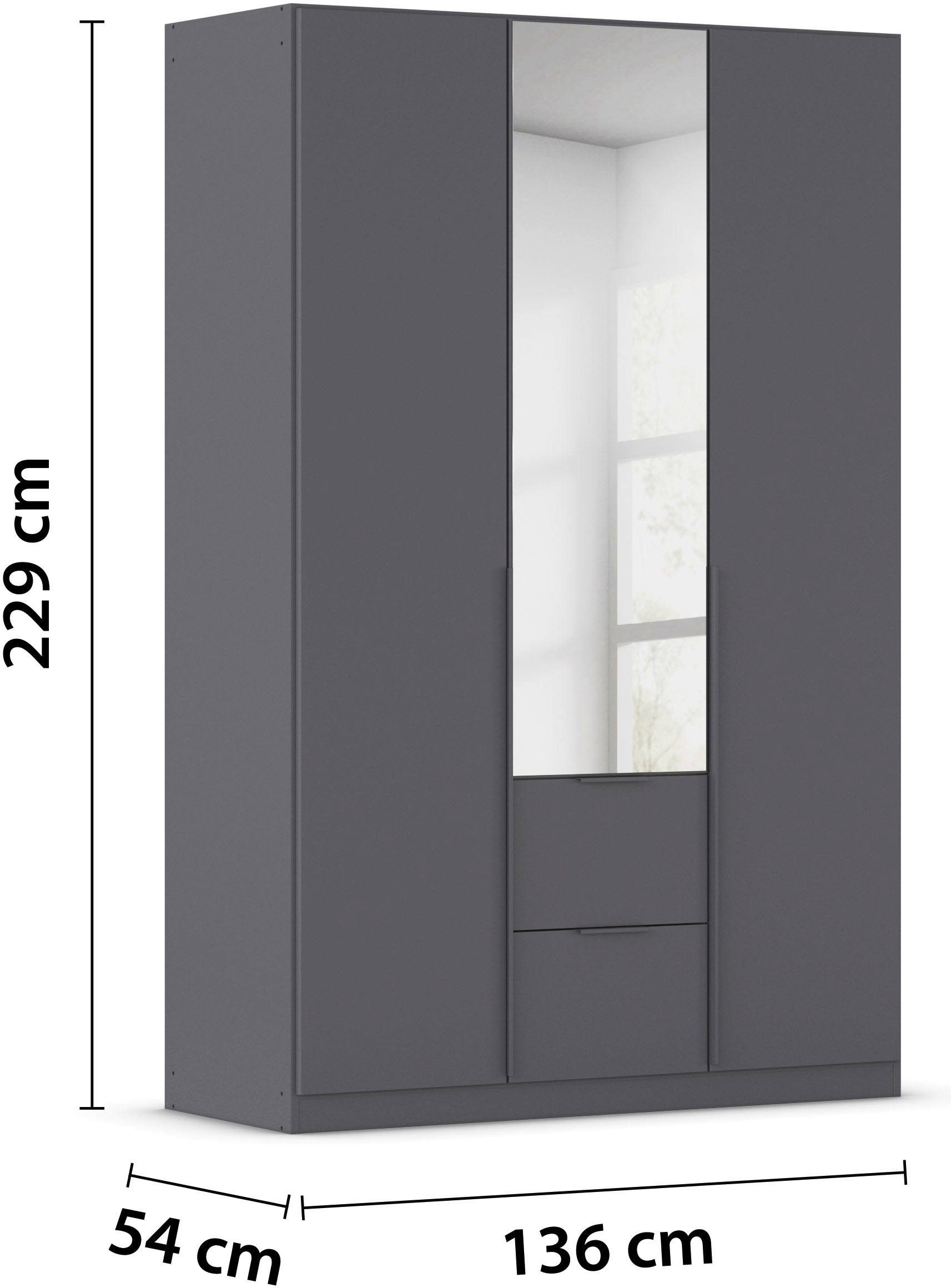 rauch Drehtürenschrank »Kleiderschrank Schrank Garderobe AGORDO mit Dekor- oder Hochglanzfront«, (in zwei Griff-Farben mit Dekor- oder Hochglanzfront), mit Außenschubkästen, in 6 Breiten und 2 Höhen MADE IN GERMANY