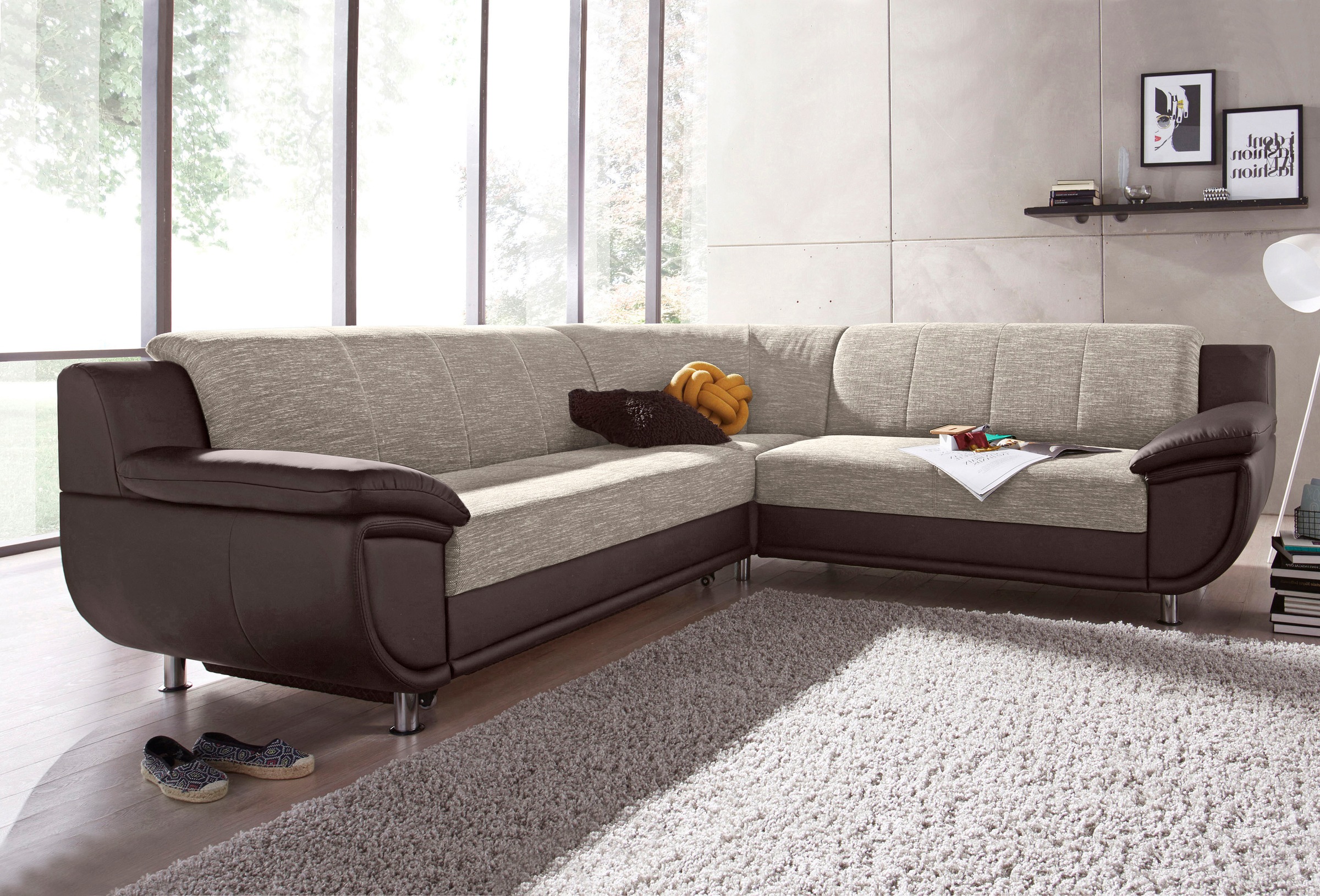 TRENDMANUFAKTUR Ecksofa »Rondo 3, zeitlos und modern, im Materialmix, L-For günstig online kaufen