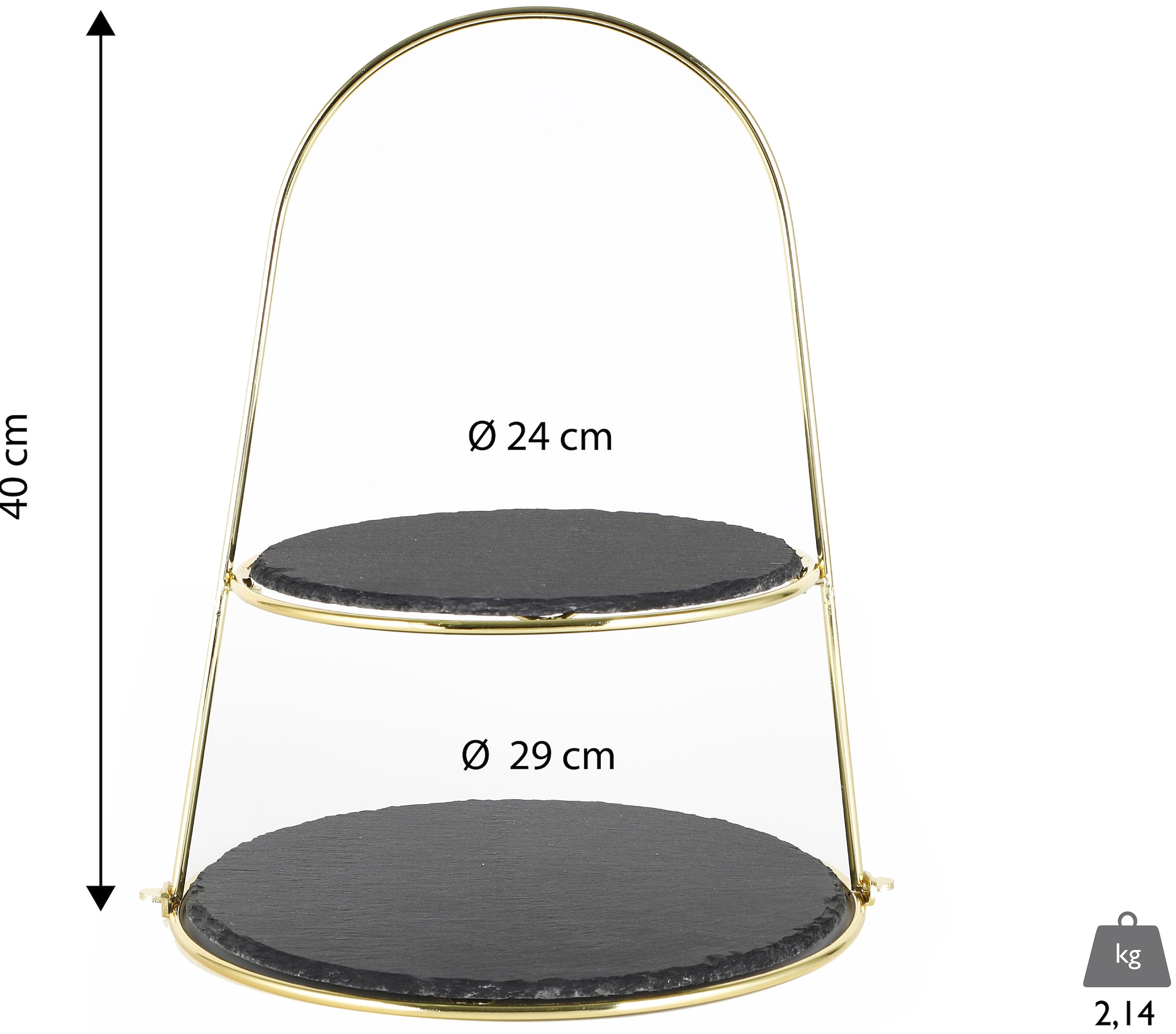 ECHTWERK Etagere »Schiefer Etagere«, mit 2 Ebenen Naturschiefer und Bügelgriff, Schieferplatten 25/ 30cm