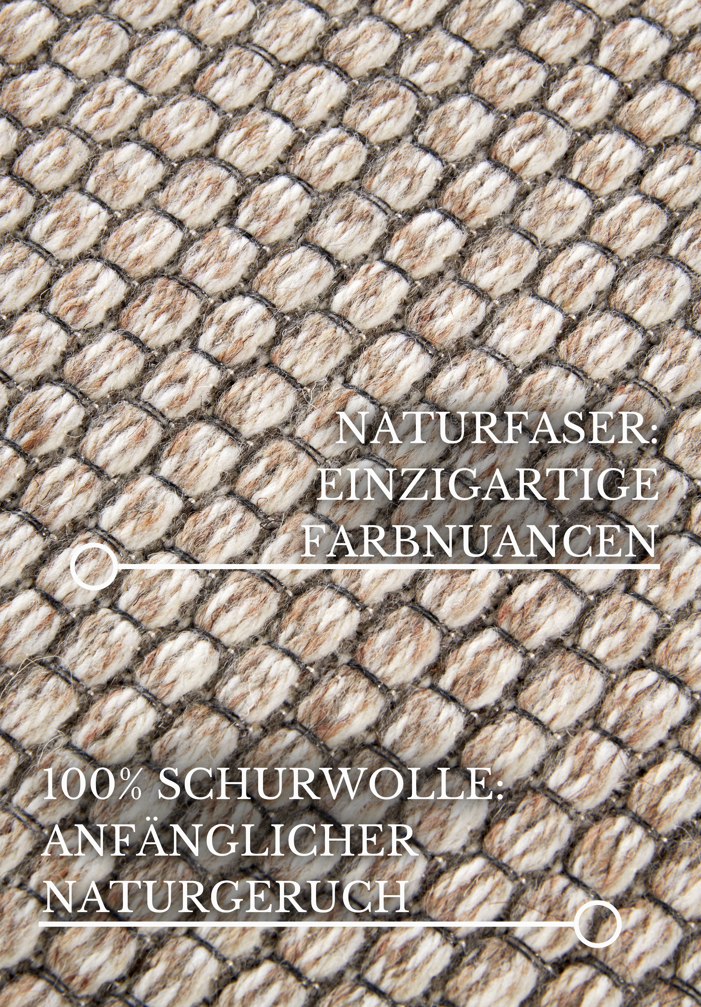 Villeroy & Boch Wollteppich »Charles«, rechteckig, 5 mm Höhe, Schurwolle, Wolle, Natur, Wohnzimmer, Schlafzimmer, Boho, Skandi