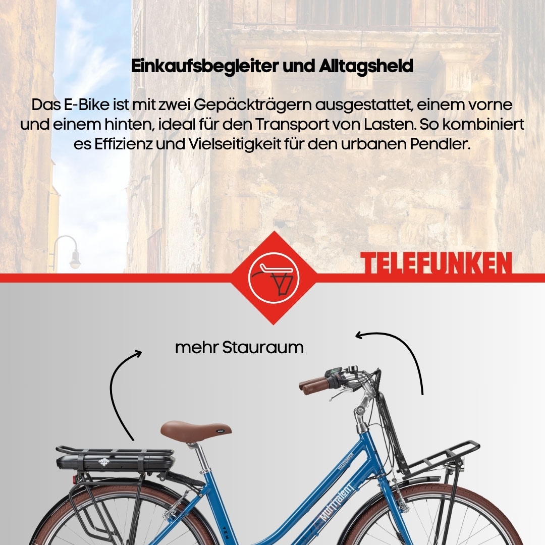 Telefunken E-Bike »Multitalent RT530«, 3 Gang, Shimano, Nexus, Frontmotor 250 W, Pedelec, Elektrofahrrad für Damen u. Herren
