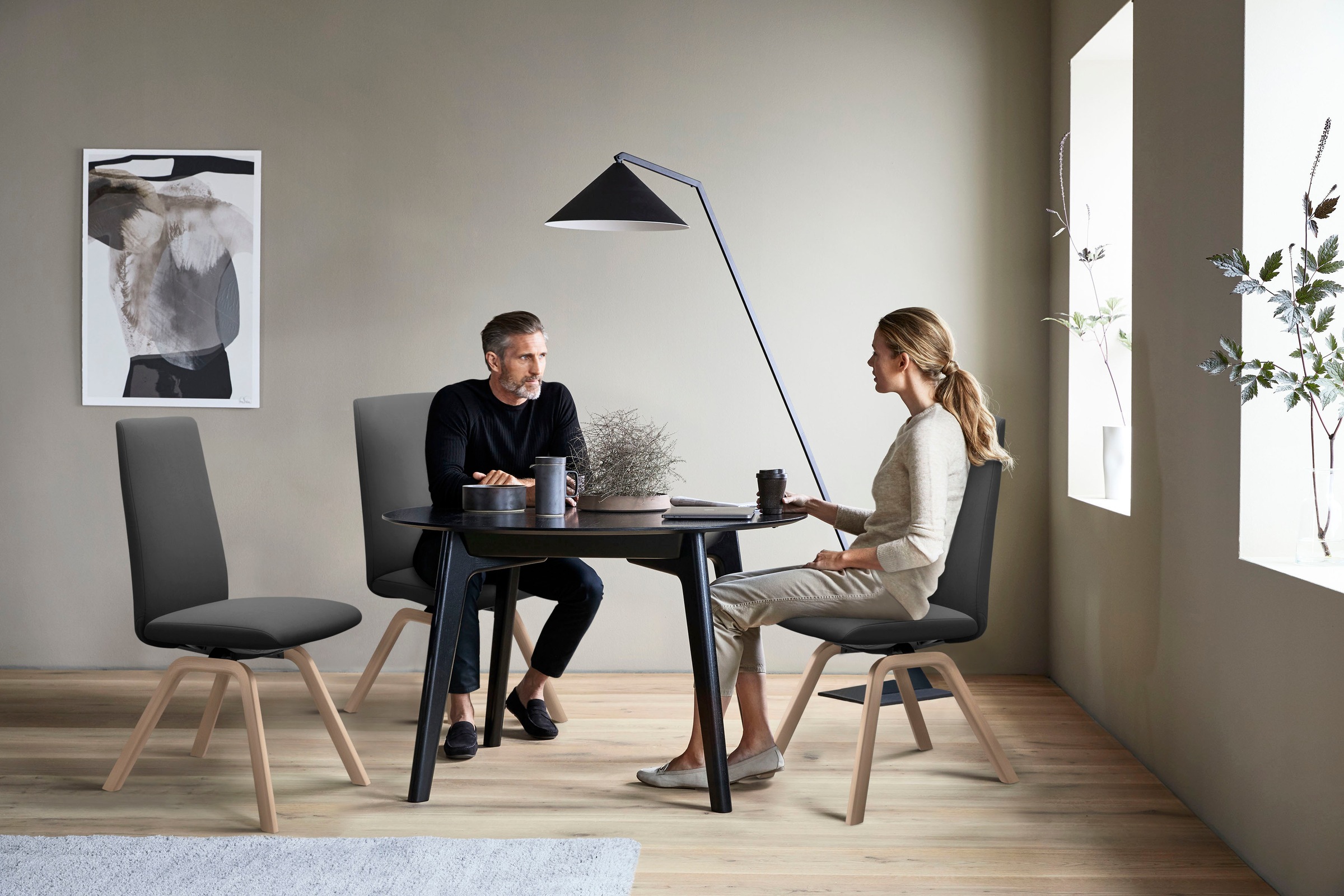 Stressless® Polsterstuhl »Laurel«, Microfaser DINAMICA, High Back, Größe M, mit schräggestellten Beinen in Schwarz