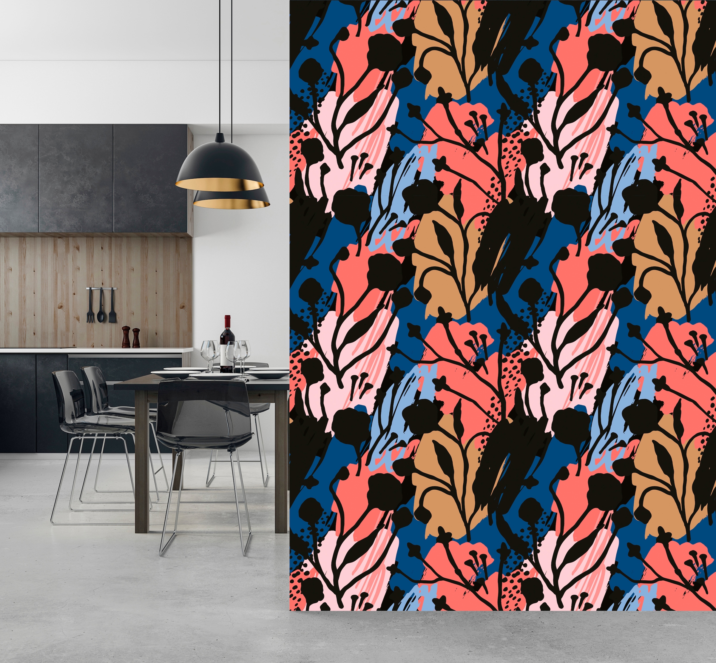 queence Vinyltapete »Amelia«, bedruckt-Motiv-botanisch-floral-gemustert-natürlich, 90x250cm, selbstklebend, kinderleichte Anbringung, Sticker