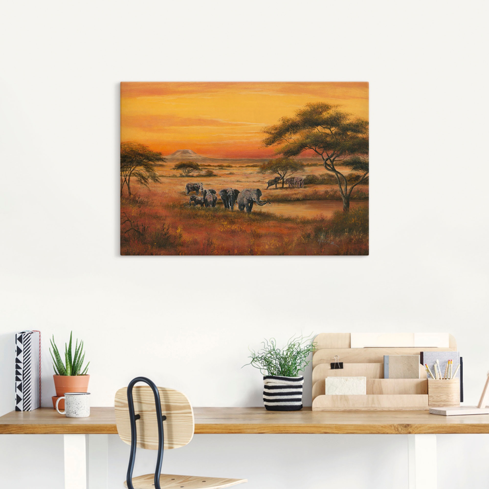 Artland Wandbild »Afrika Elefanten« Afrika 1 Stk. tlg. als Alubild, Outdoor günstig online kaufen
