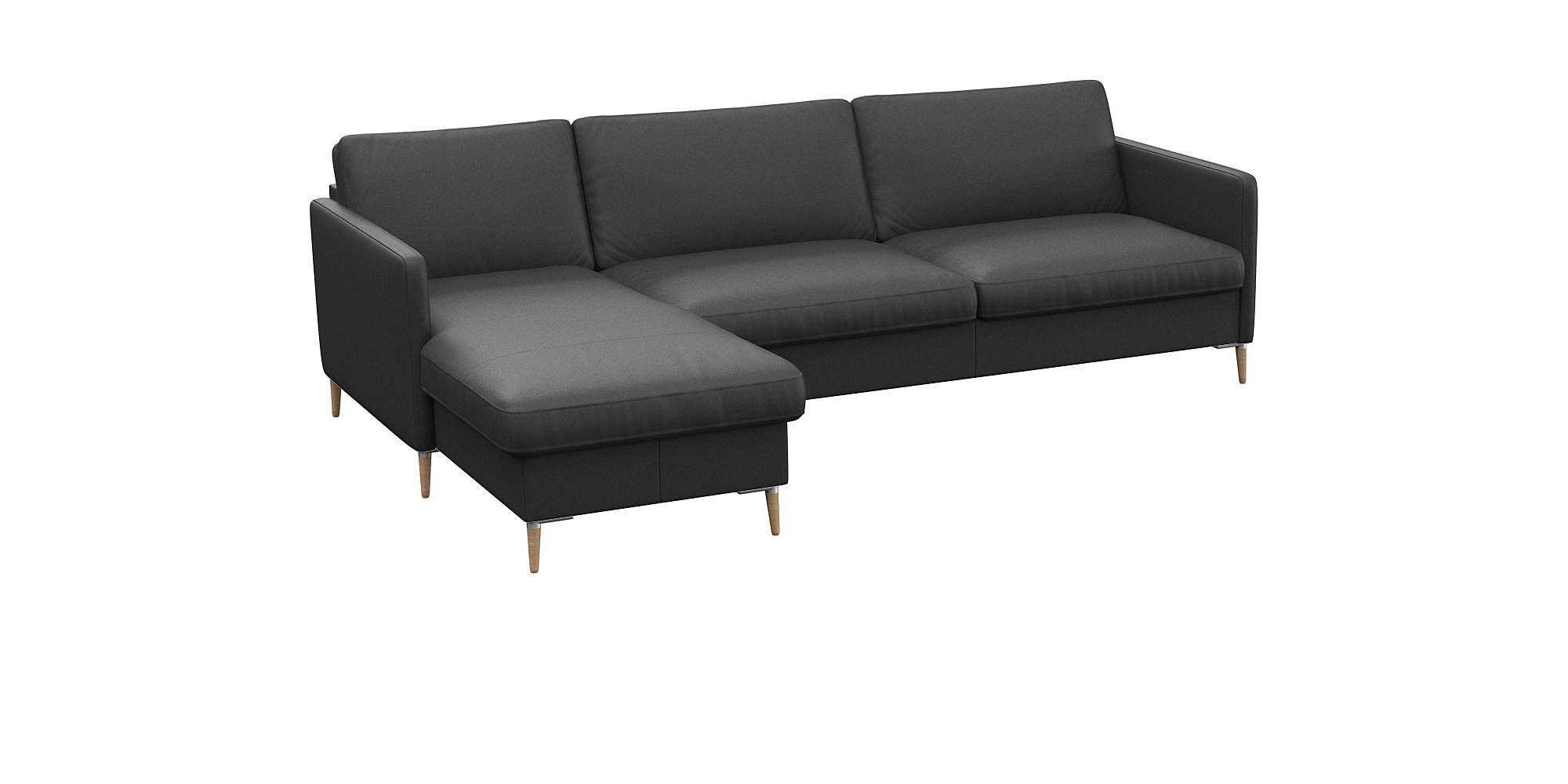 FLEXLUX Ecksofa »Fiore, super Sitzkomfort durch Kaltschaum im Sitz, L-Form«, schmale Armlehnen, Füße Alu+ Eiche