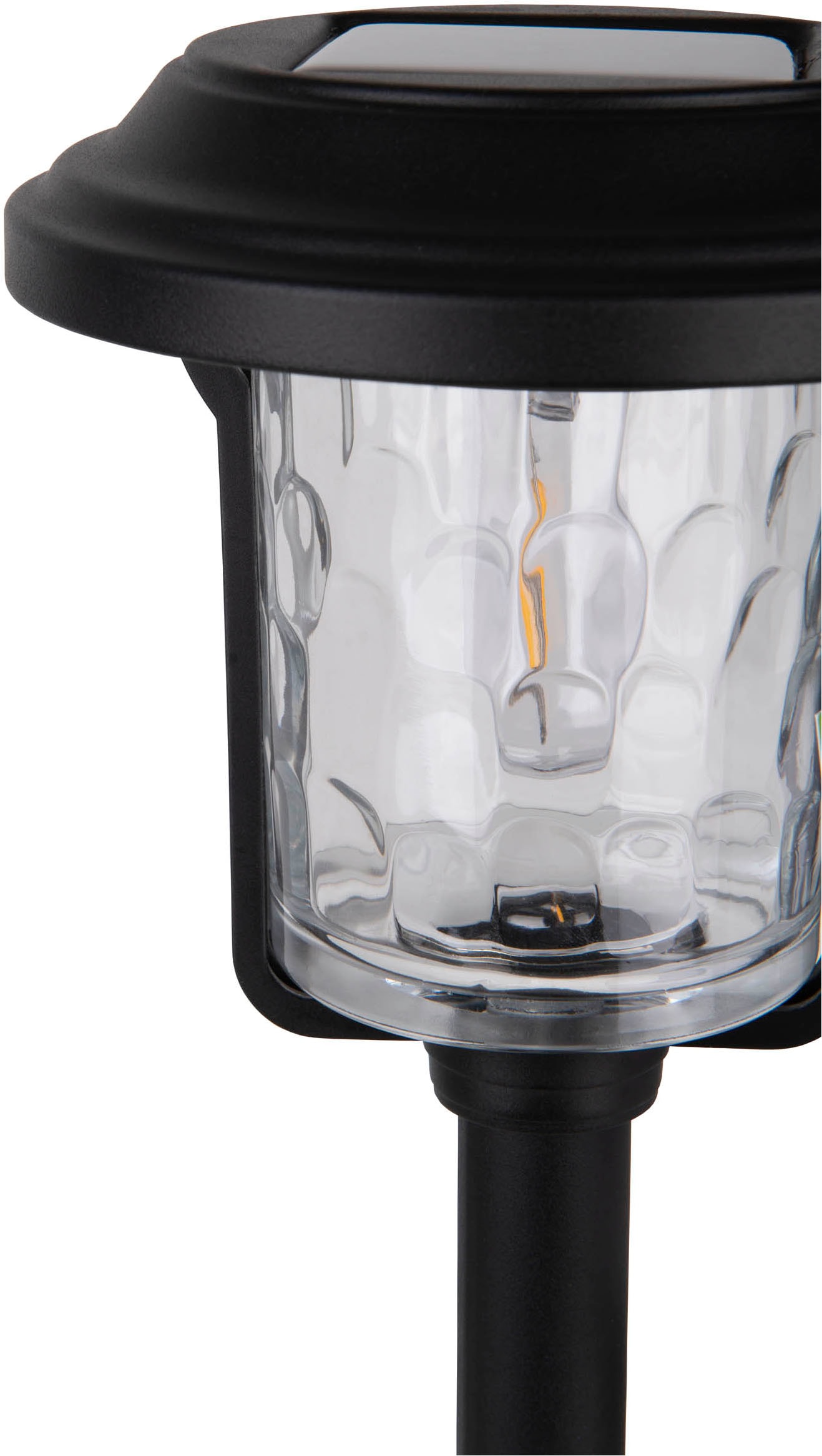 näve LED Solarleuchte »Simon«, 1 flammig, Leuchtmittel LED-Modul | LED fest integriert, Spieß schwarz, strukturierter Glasschirm, H: 54,7cm, Dämmerungssensor