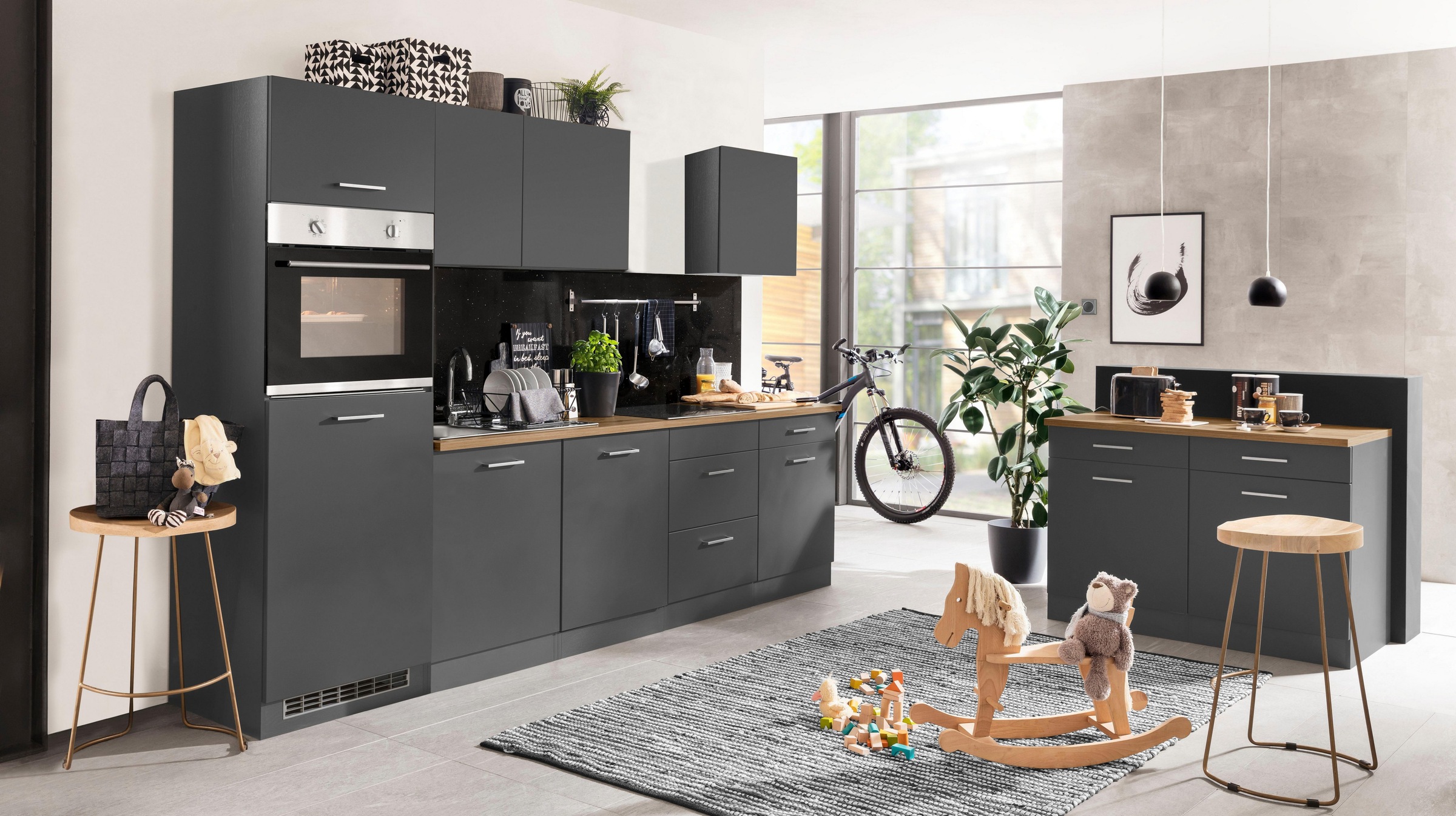 KOCHSTATION Küchenzeile »KS-Kehl«, ohne E-Geräte, Breite 300 cm, für Kühlschrank