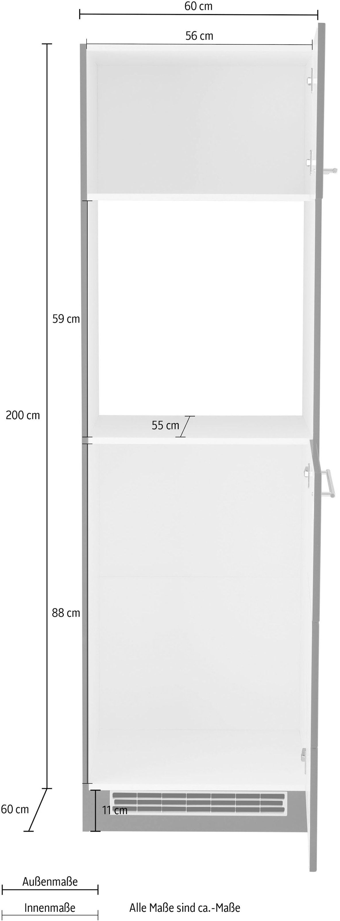 Kochstation Backofen/Kühlumbauschrank »KS-Wien«, 60 cm breit, für autarken Backofen und Einbaukühlschrank