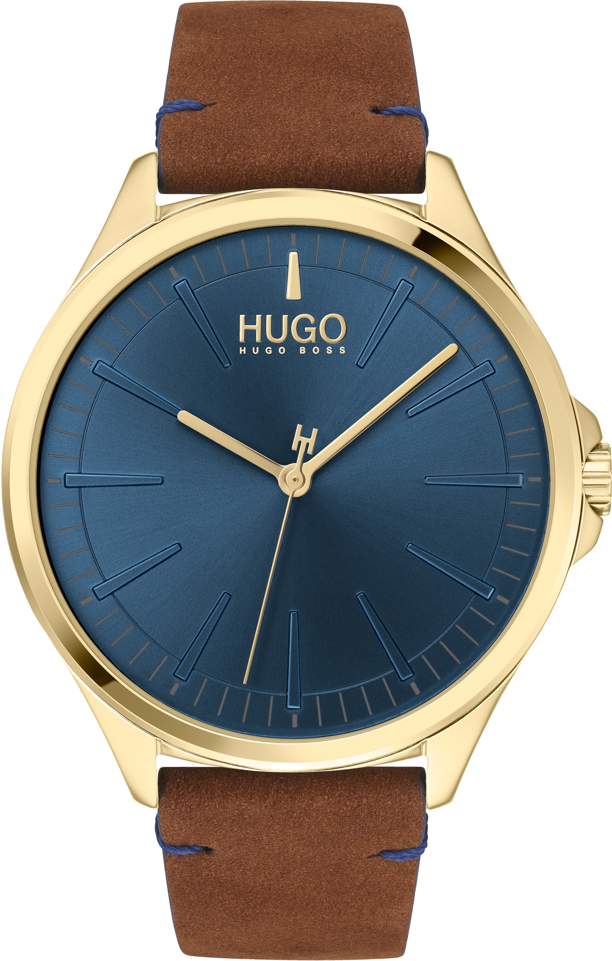 HUGO Quarzuhr »#SMASH, 1530134«, Armbanduhr, Herrenuhr, Mineralglas, Lederarmband