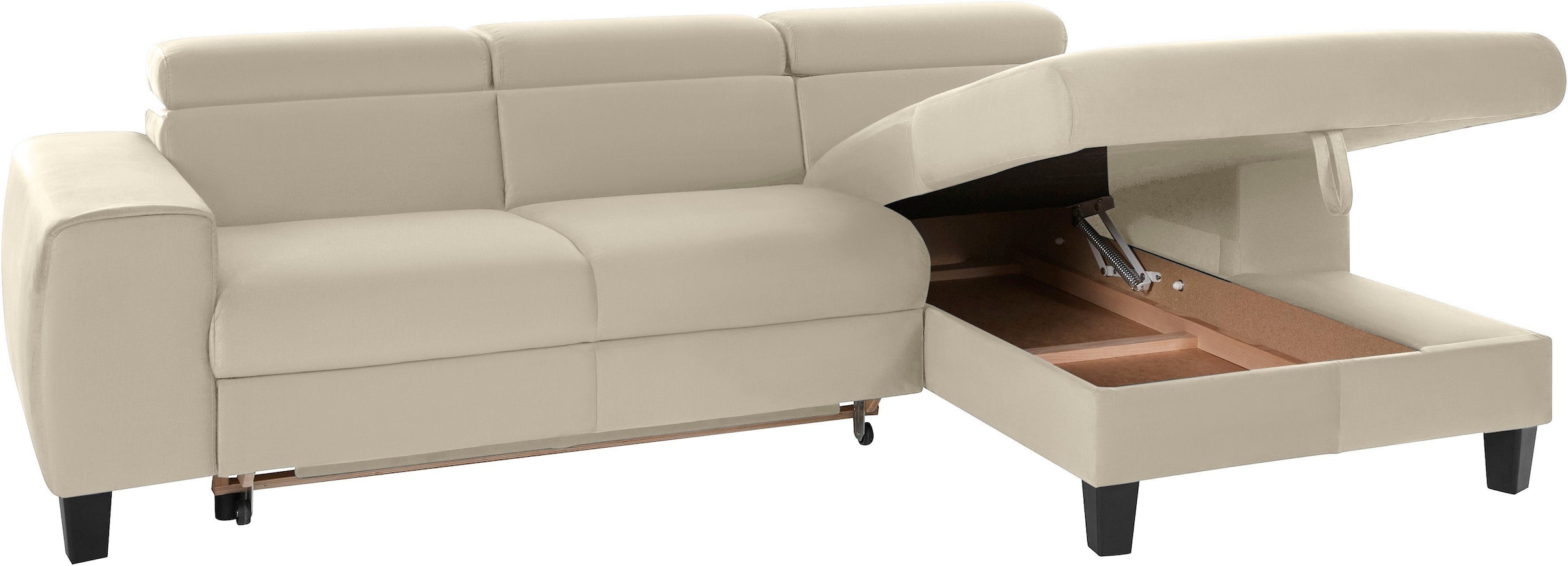 COTTA Polstergarnitur »Morven L-Form«, (Set), Set bestehend aus: Ecksofa mit Kopfteilverstellung & Hocker