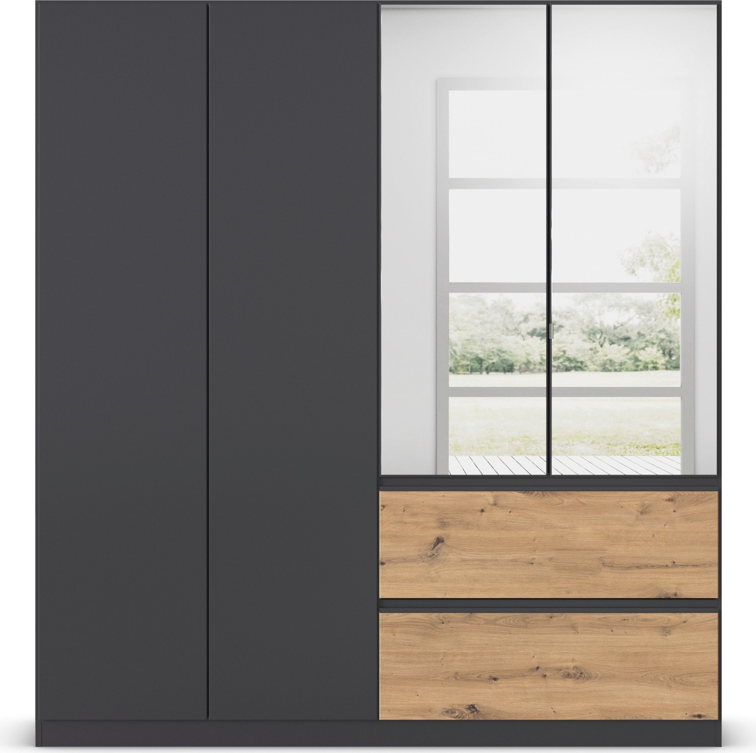 rauch Drehtürenschrank »Kleiderschrank Schrank Garderobe Wäscheschrank COSTA in 3 Breiten«, mit Spiegel, grifflose Front und Push-to-Open Funktion MADE IN GERMANY