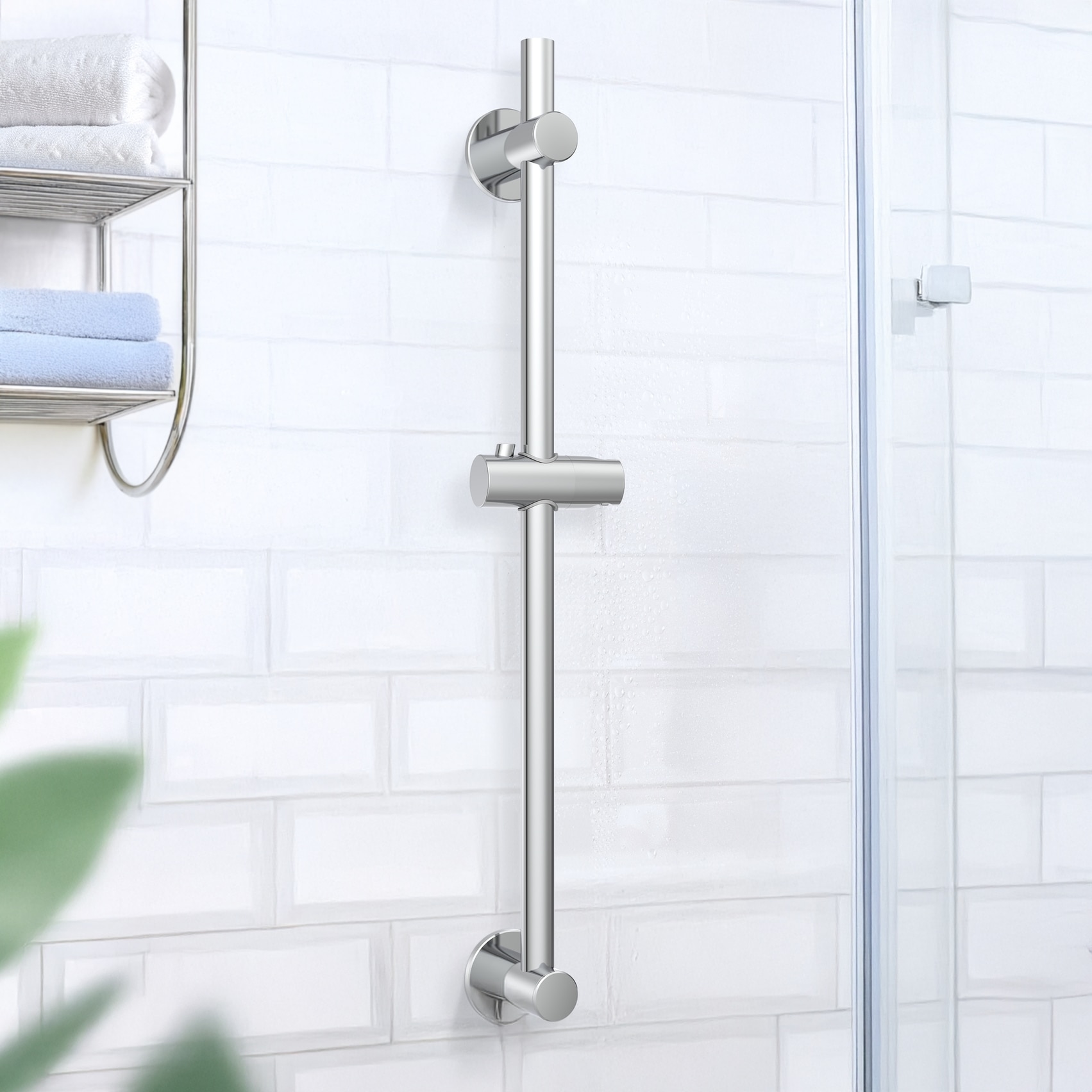 WENKO Duschstange Set,  Brausestange aus Edelstahl, 70 cm, einfache Montage ohne Bohren