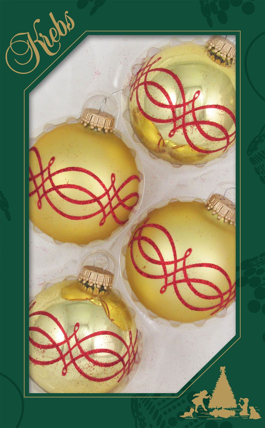 Krebs Glas Lauscha Weihnachtsbaumkugel »CBK40230, Weihnachtsdeko, Christbaumschmuck, Christbaumkugeln Glas«, (Set, 4 St.), mit Banddekor