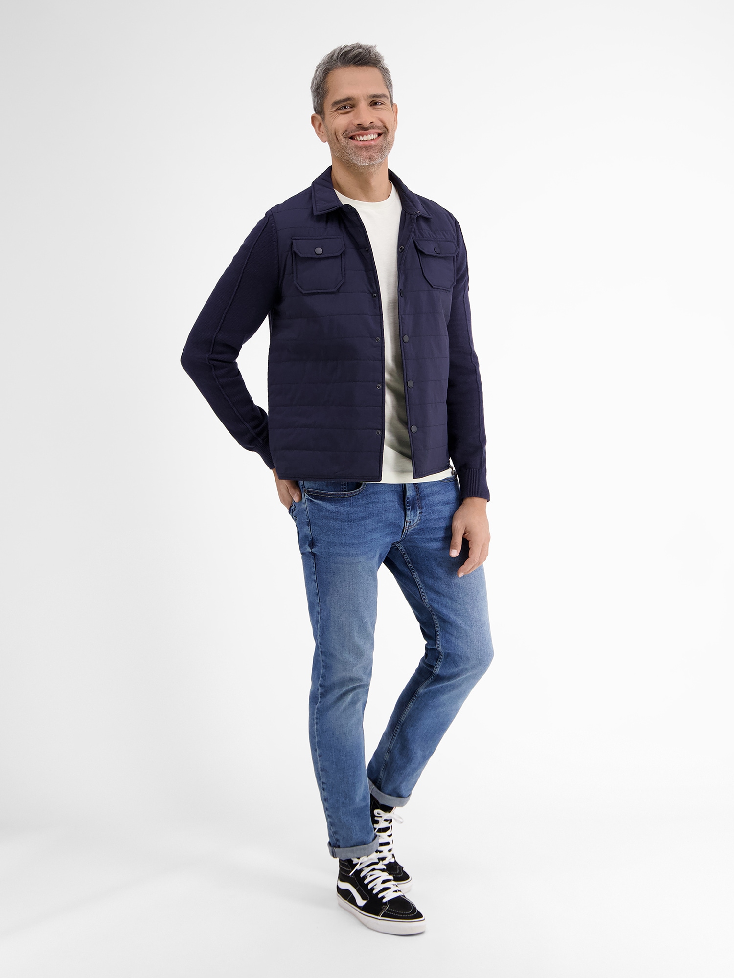 LERROS Strickjacke »LERROS Strickjacke mit Nylon-Steppoptik«