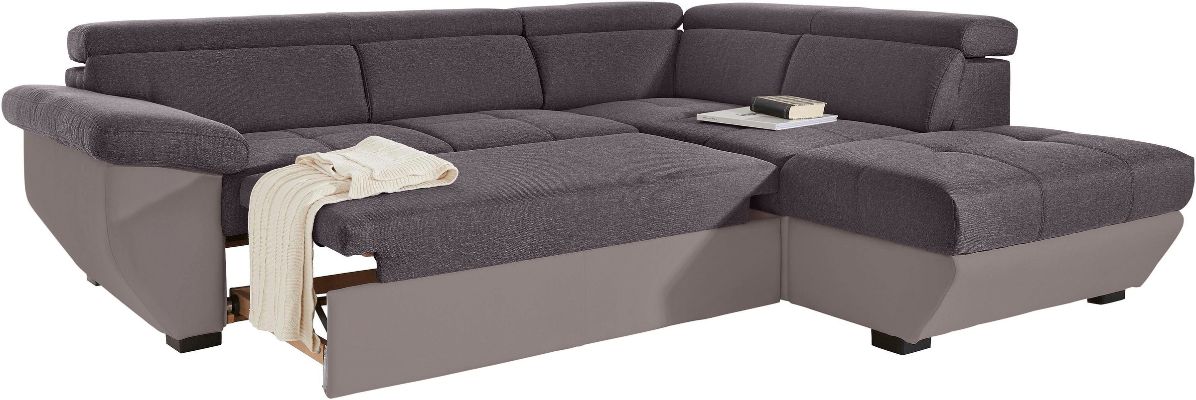 COTTA Polstergarnitur »Speedway L-Form«, (Set), Set bestehend aus: Ecksofa mit Kopfteilverstellung & Hocker