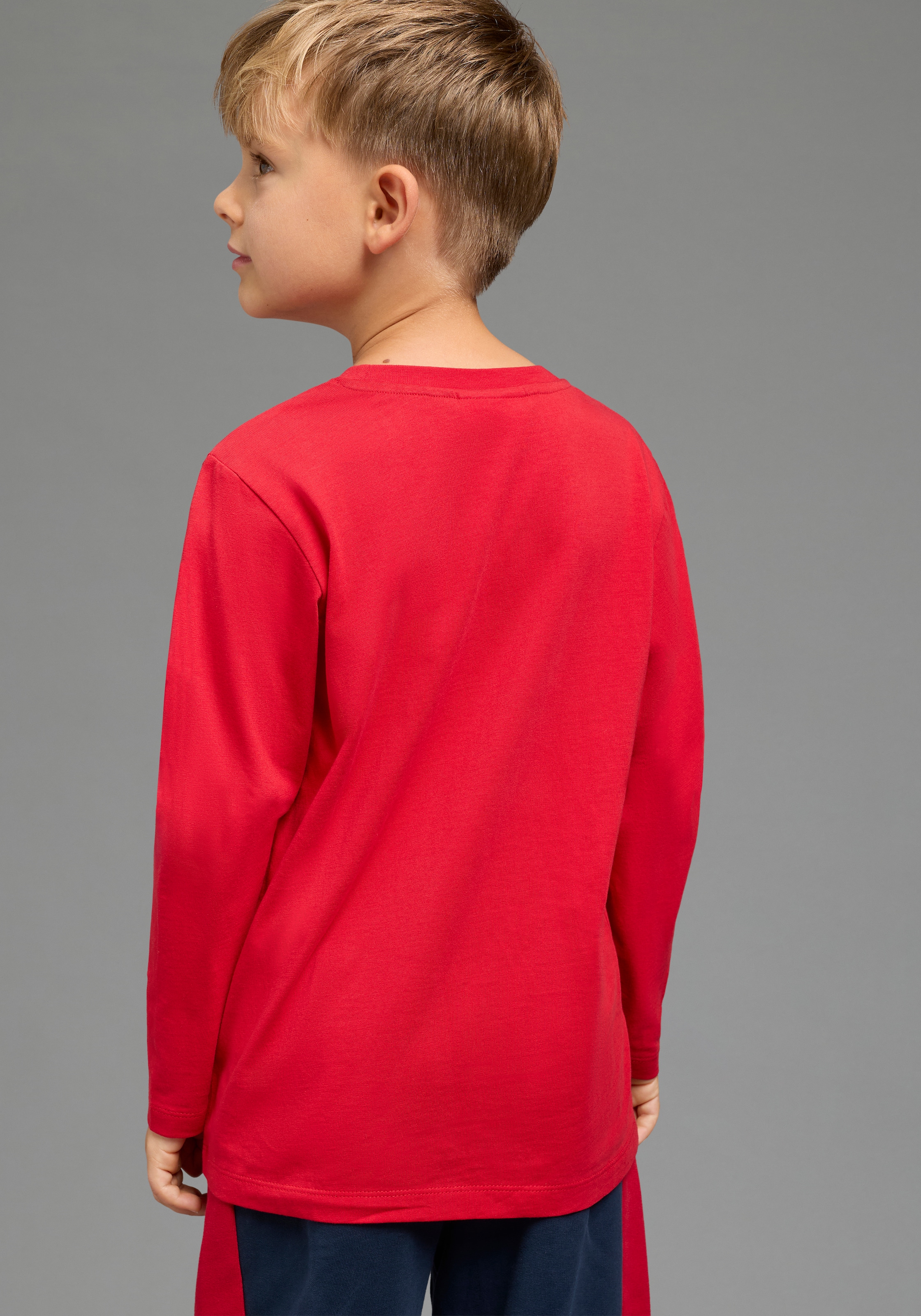 Scout Langarmshirt »SCOUT Prägedruck, Logoprint« hüftlange Schnittform, Langarm, mit Rundhalsausschnitt