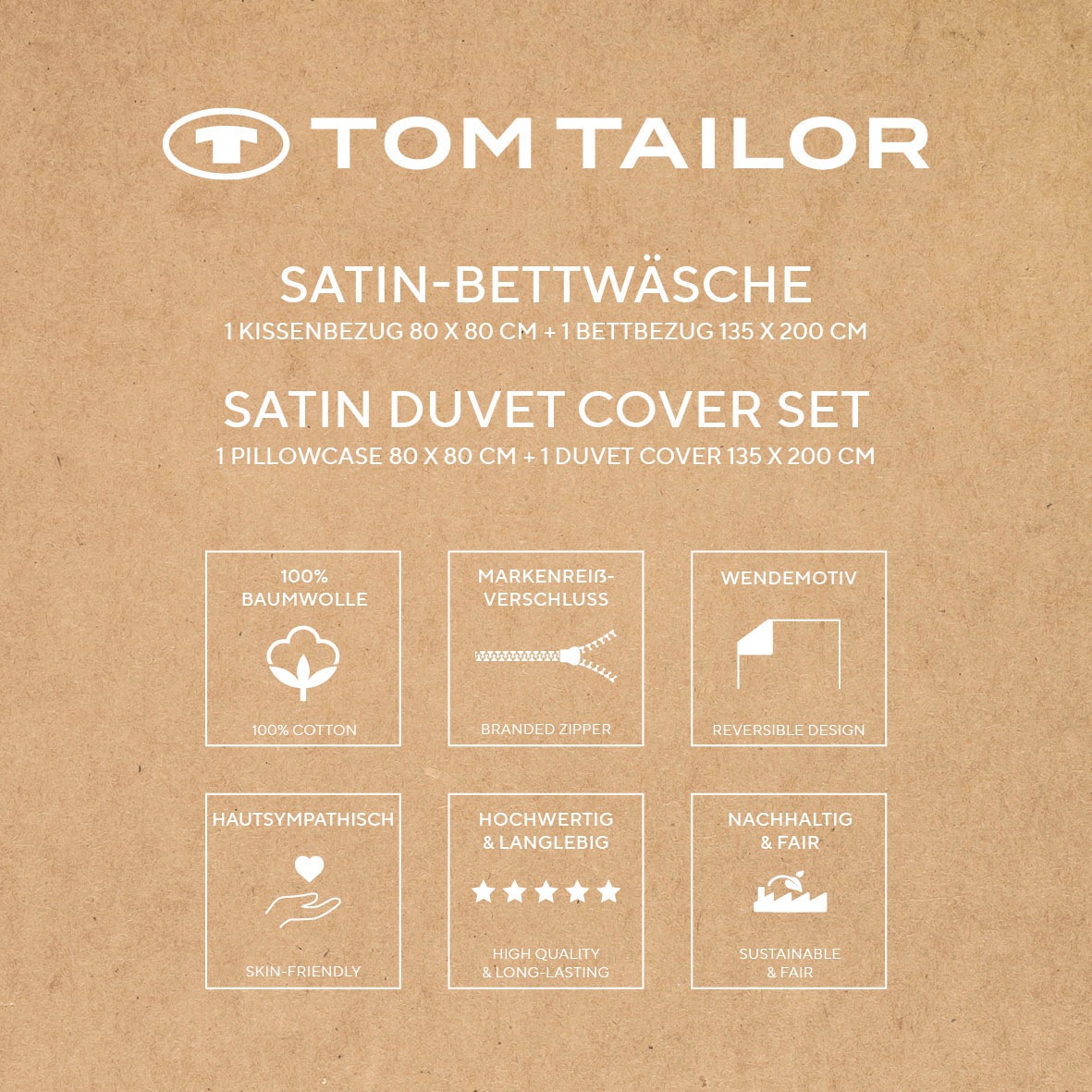 TOM TAILOR HOME Bettwäsche »CLASSIC SATIN STRIPES in Gr. 135x200cm oder 155x220cm«, new bedroom, farbige Paspel am Kissen