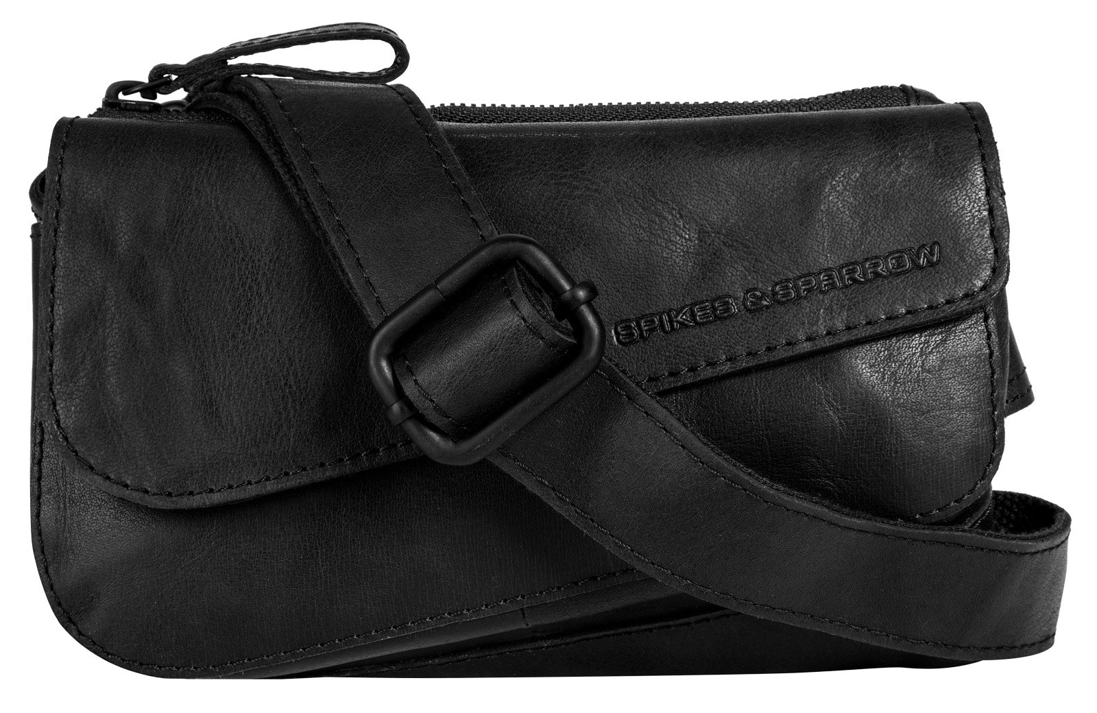 Gürteltasche echt Leder, Gr. B/H/T: 21 cm x 13 cm x 5 cm onesize, schwarz