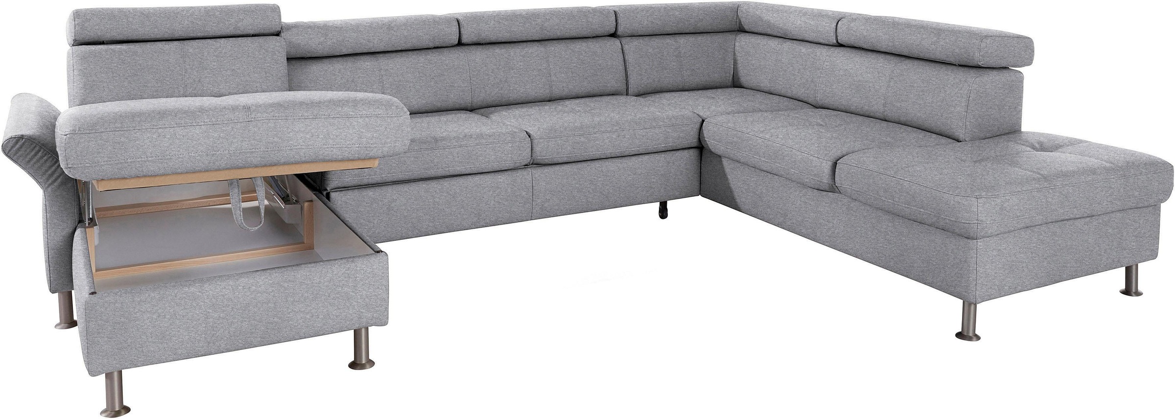 exxpo - sofa fashion Wohnlandschaft »Maretto, bequem und komfortabel, aufwendige Sitzsteppung, U-Form«, inkl. Kopfteilverstellung für mehr Sitzkomfort, wahlweise Bettfunktion