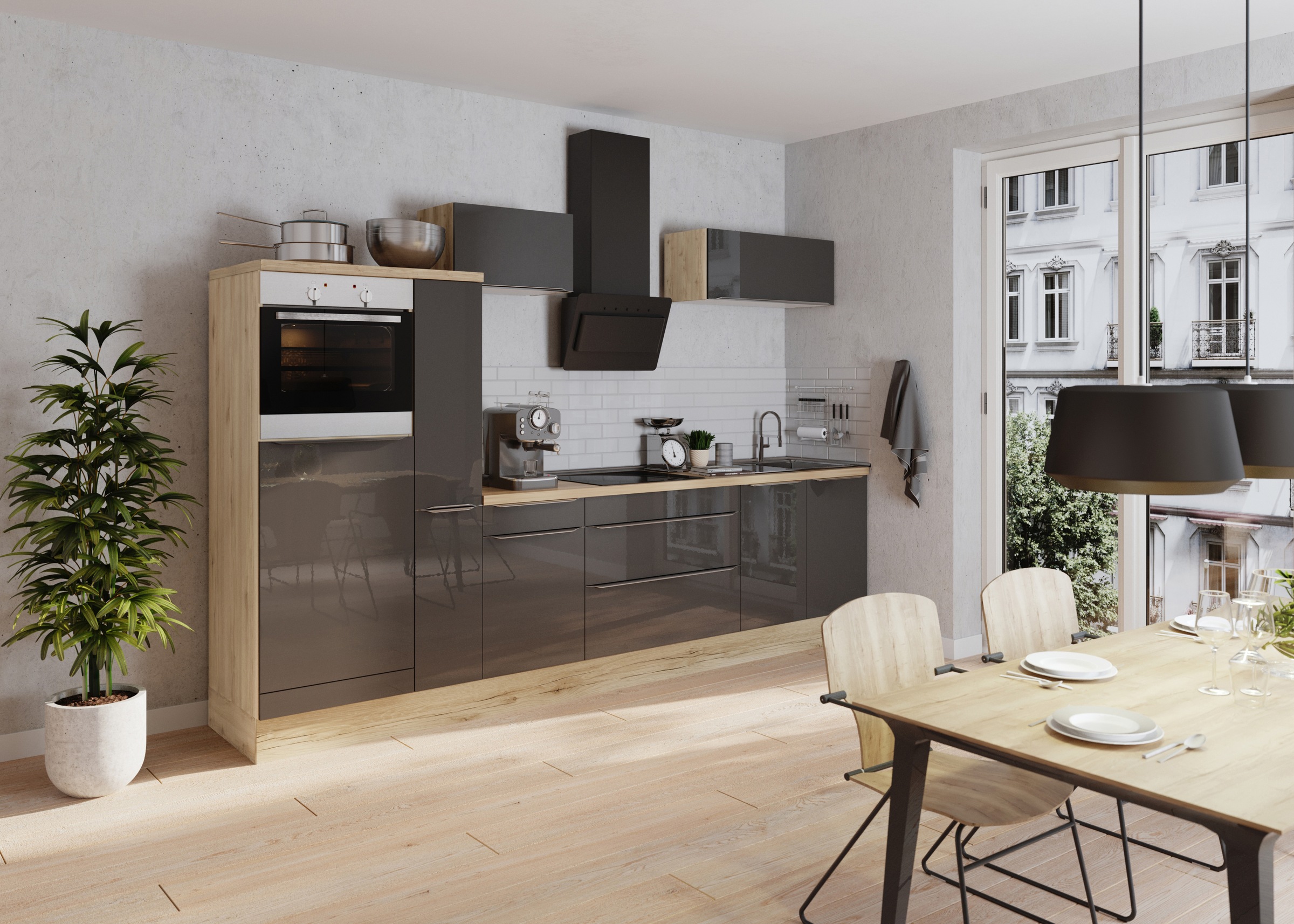 KOCHSTATION Küchenzeile »KS-Aken« Breite 330 cm, wahlweise mit E-Geräten, m günstig online kaufen