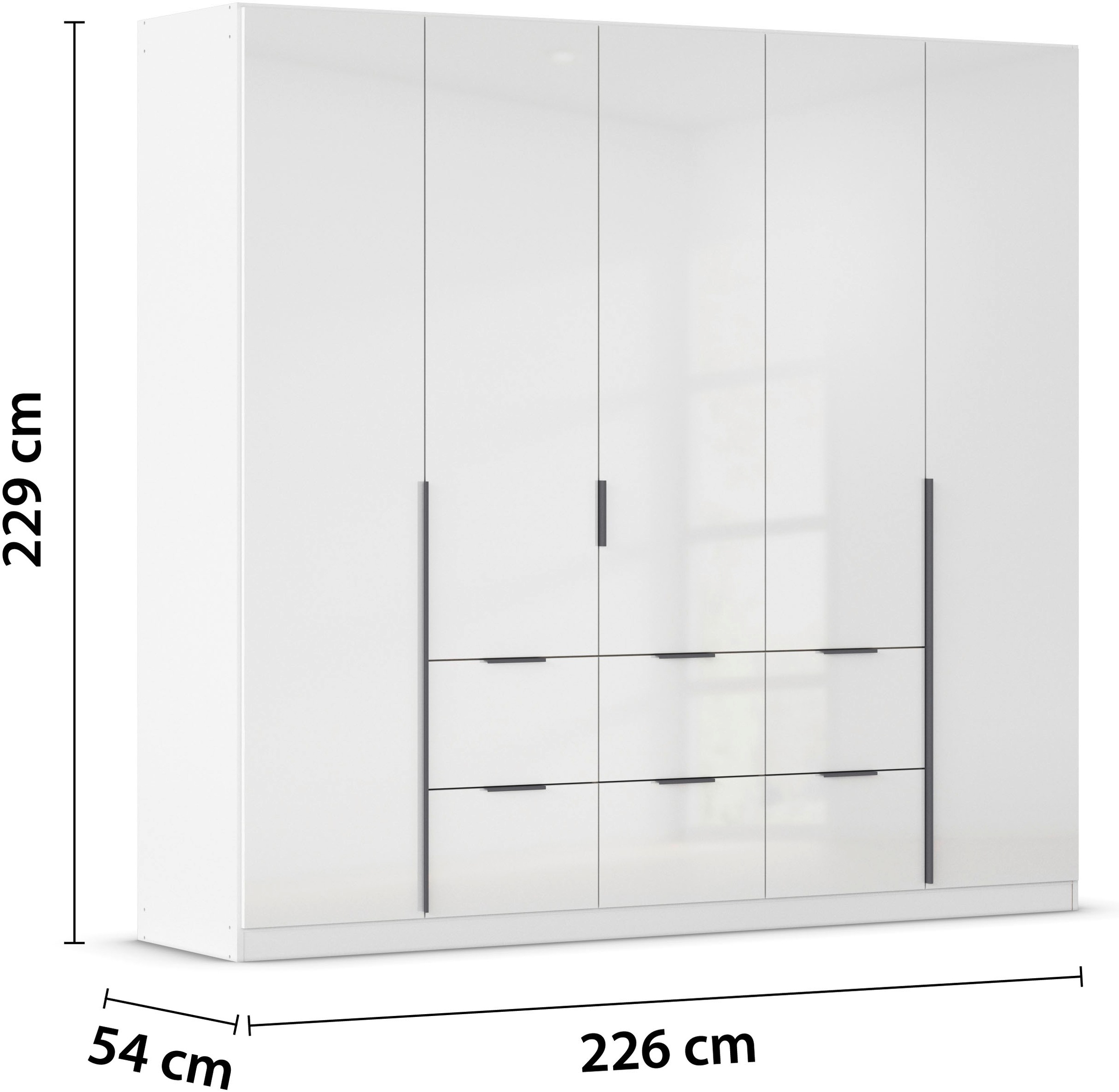rauch Drehtürenschrank »Kleiderschrank Schrank Garderobe AGORDO mit Dekor- oder Hochglanzfront«, (in zwei Griff-Farben mit Dekor- oder Hochglanzfront), mit Außenschubkästen, in 6 Breiten und 2 Höhen MADE IN GERMANY