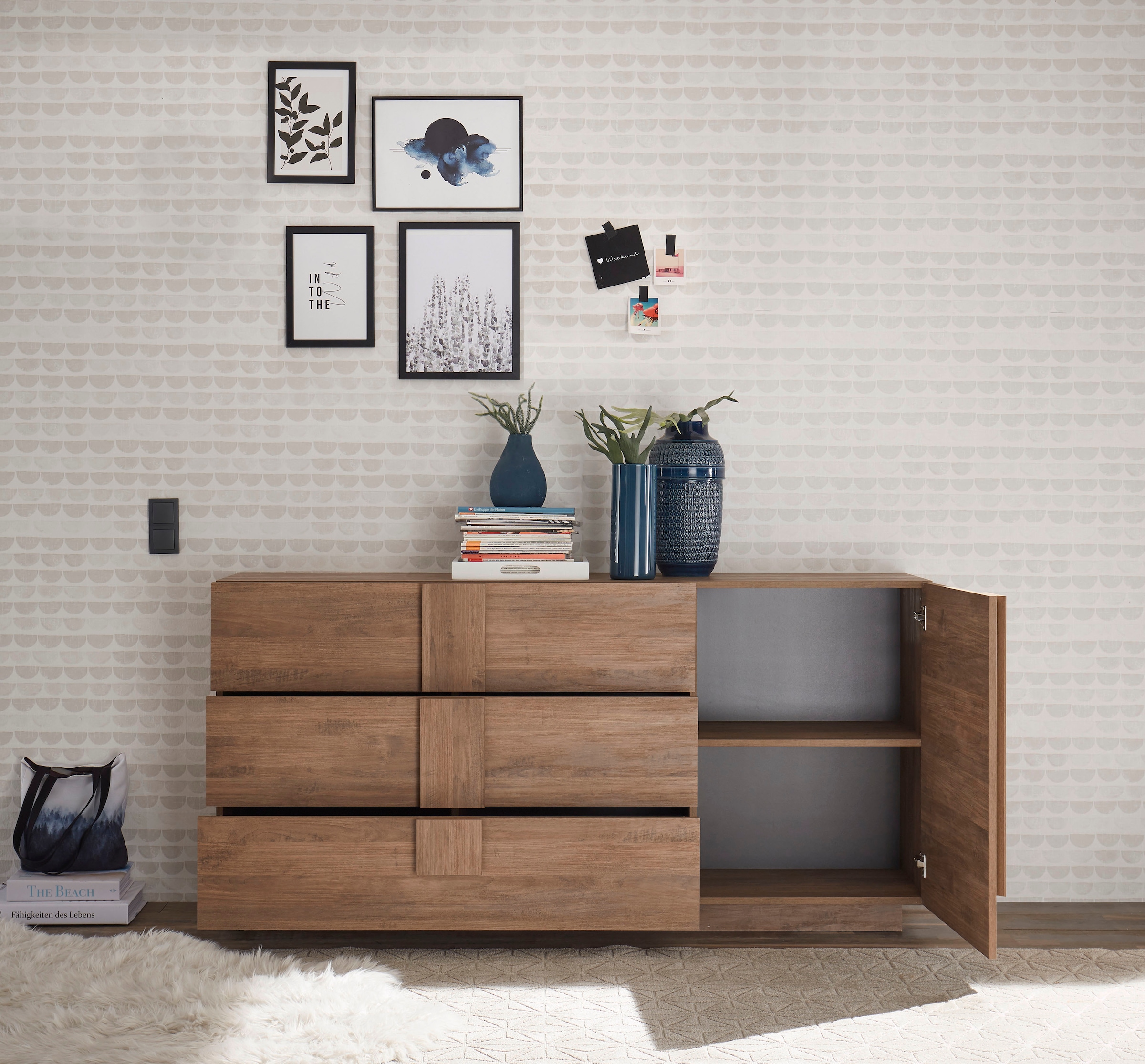 INOSIGN Sideboard »Jupiter, Breite 181 cm, Kommode mit 1 Tür Softclosing, 3 Schubkästen«, viel Stauraum, moderne Griffblenden, FSC®