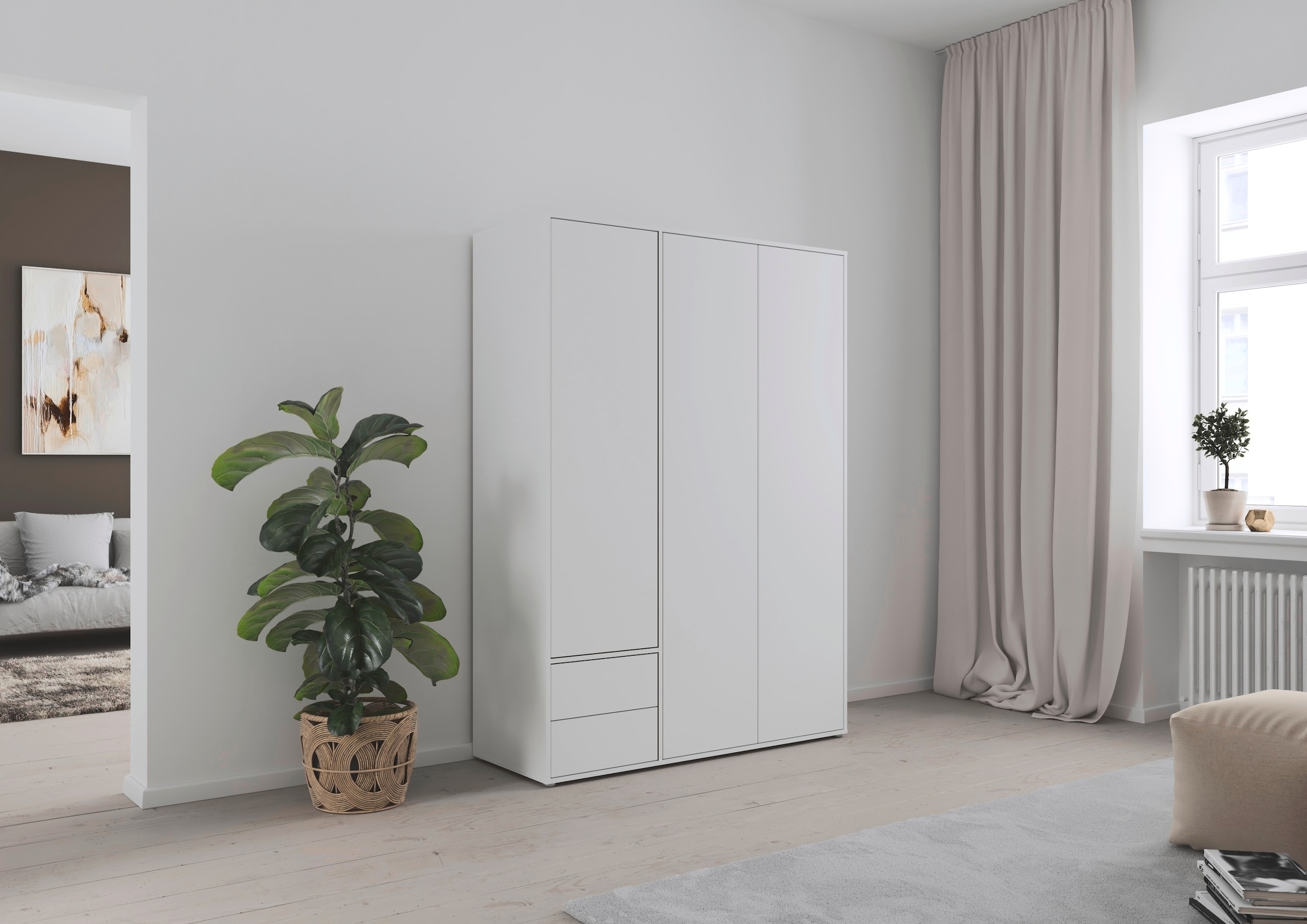 rauch Drehtürenschrank »Kleiderschrank Schrank Garderobe Wäscheschrank NABILA viel Stauraum«, (in 3 verschiedenen Ausstattungen BASIC/CLASSIC/PREMIUM), mit 2 Schubladen und Push-to-Open Funktion TOPSELLER MADE IN GERMANY