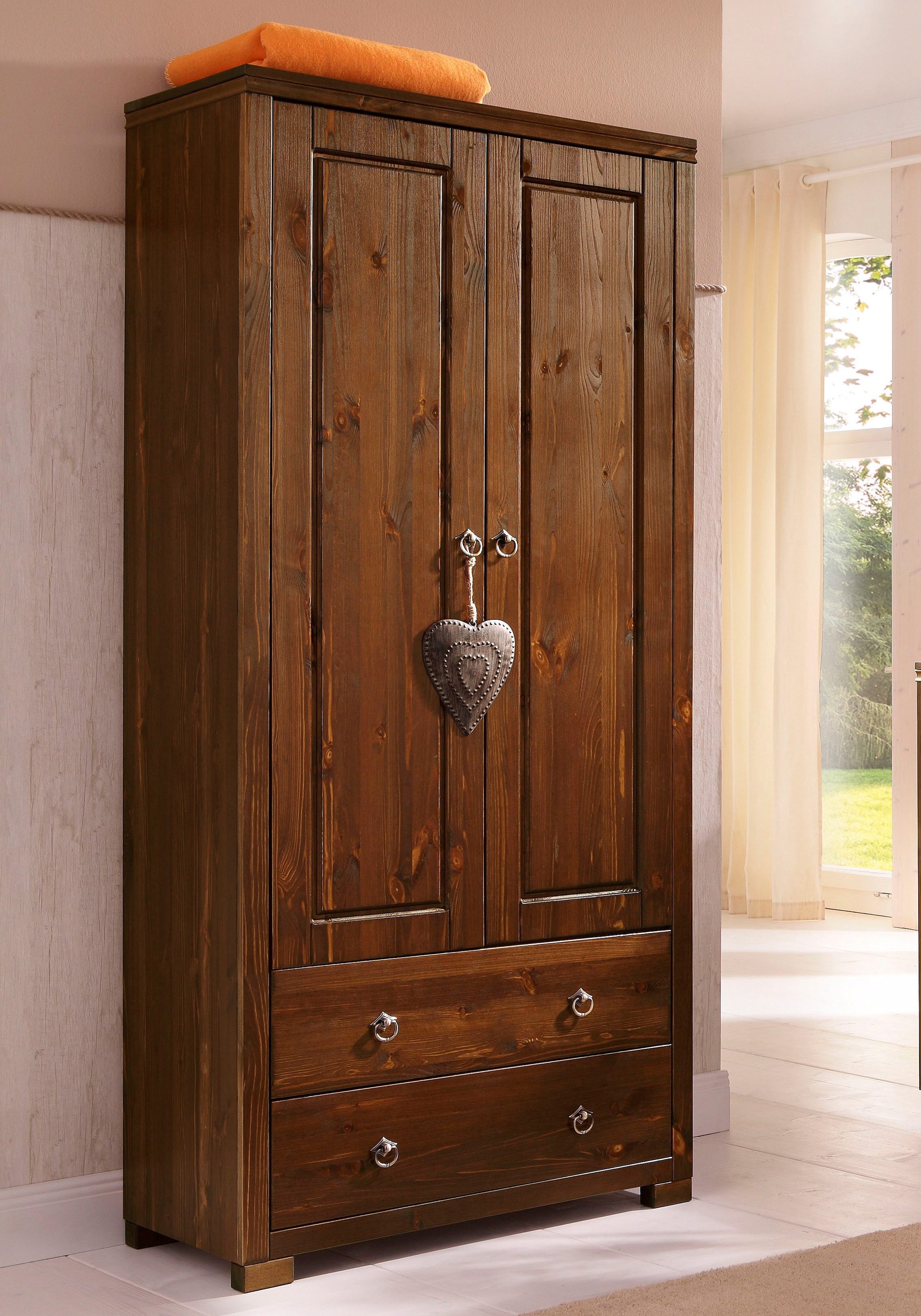 Home affaire Kleiderschrank »Gotland; Wäscheschrank, Mehrzweckschrank mit Schubladen, Landhausstil«, (B/H/T ca: 80cmx178cmx40cm), massive Kiefer, FSC® zertifiziert, langlebige Qualität trifft Stil