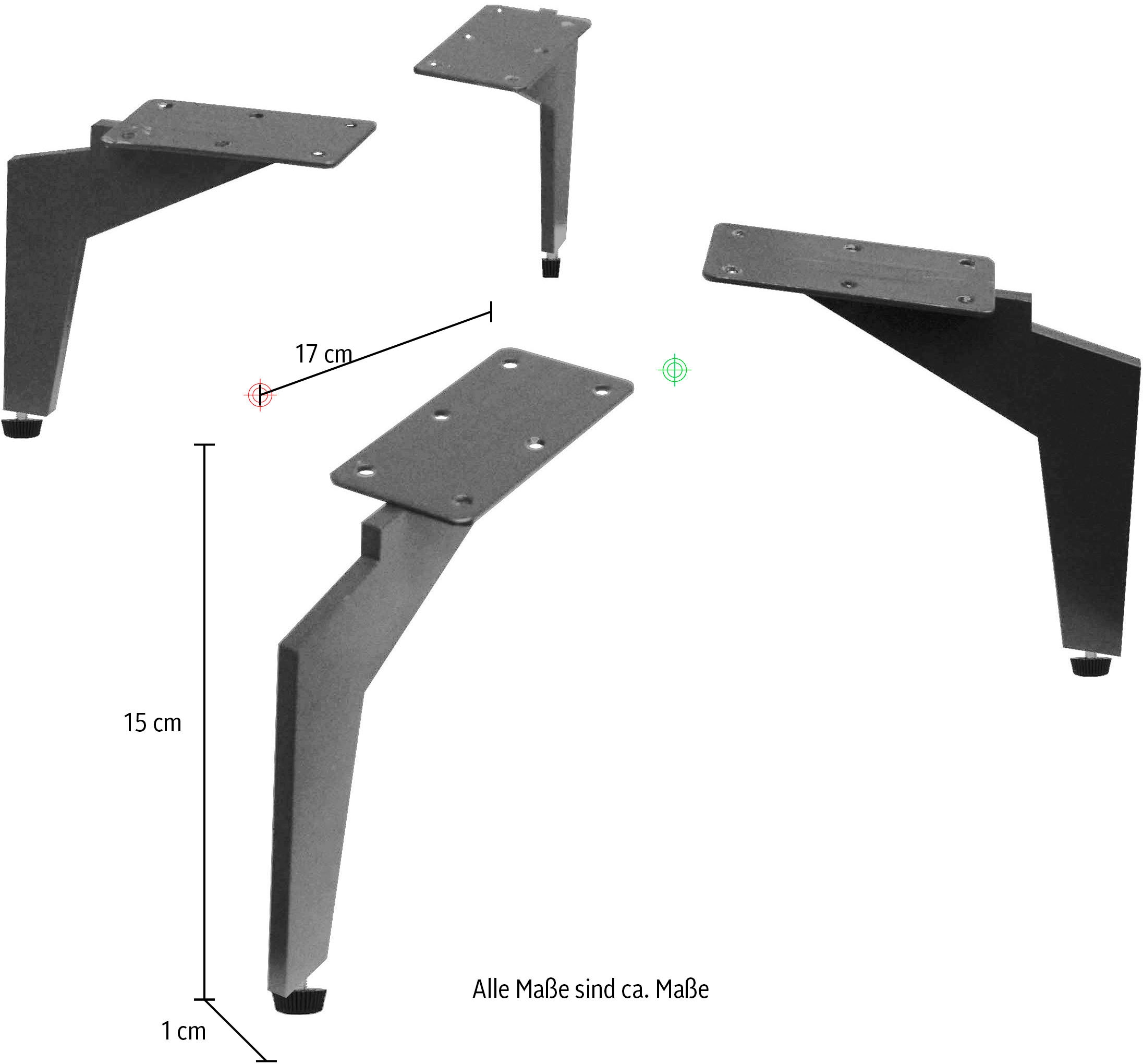 set one by Musterring Möbelfuß »Riverside« 4er Set Metallfüße, Fußhöhe 15cm