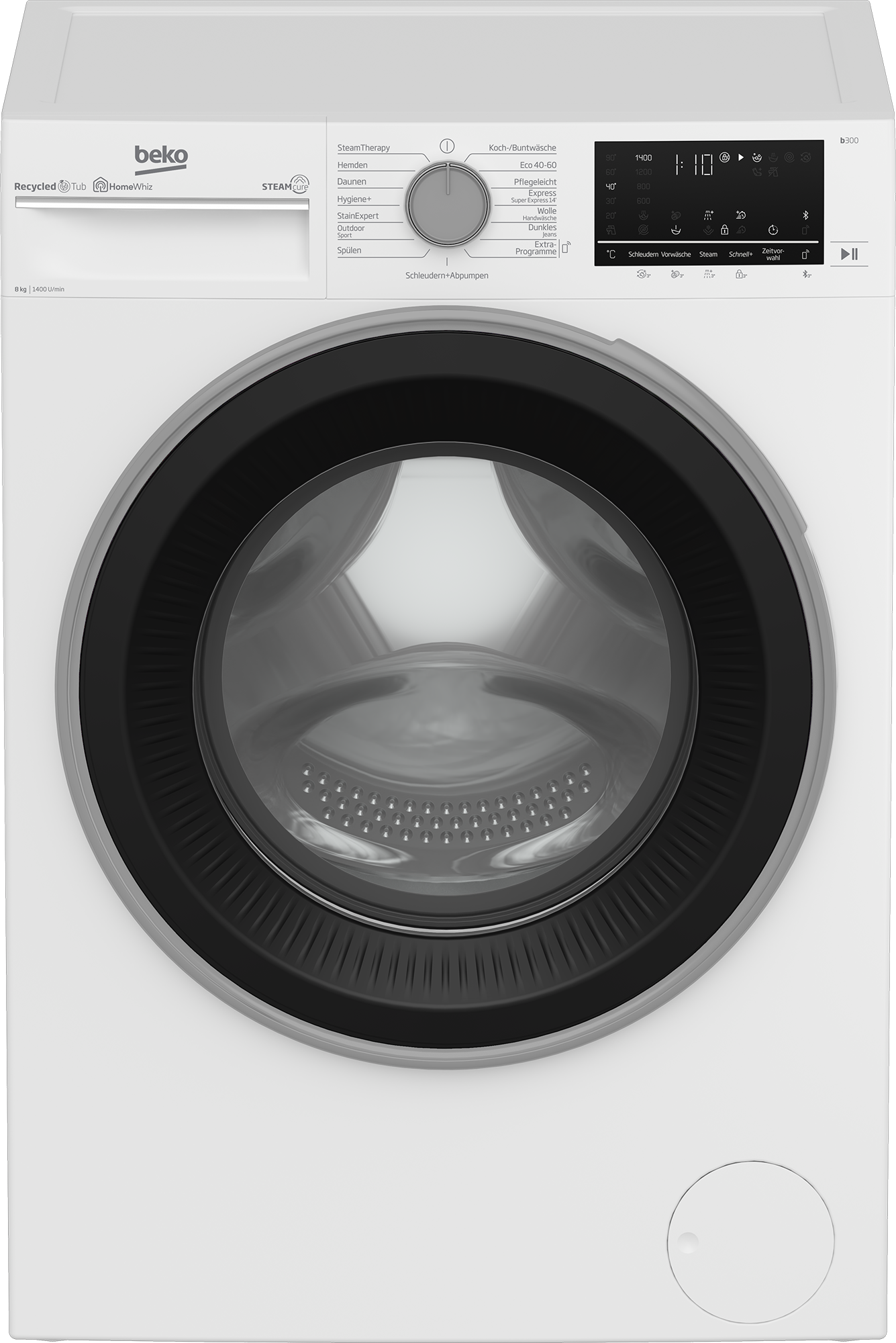 BEKO Waschmaschine b300 »B3WFU58415W1«, 8 kg, 1400 U/min, SteamCure - 99% allergenfrei