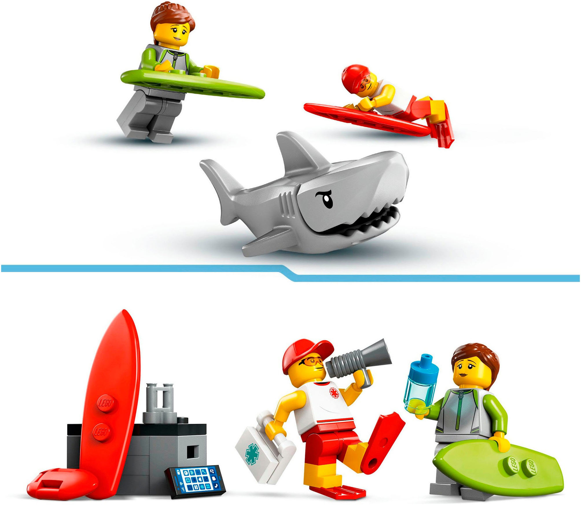 LEGO® Konstruktionsspielsteine »Einsatzfahrzeug der Rettungsschwimmer (60453), LEGO City«, (214 St.), Made in Europe