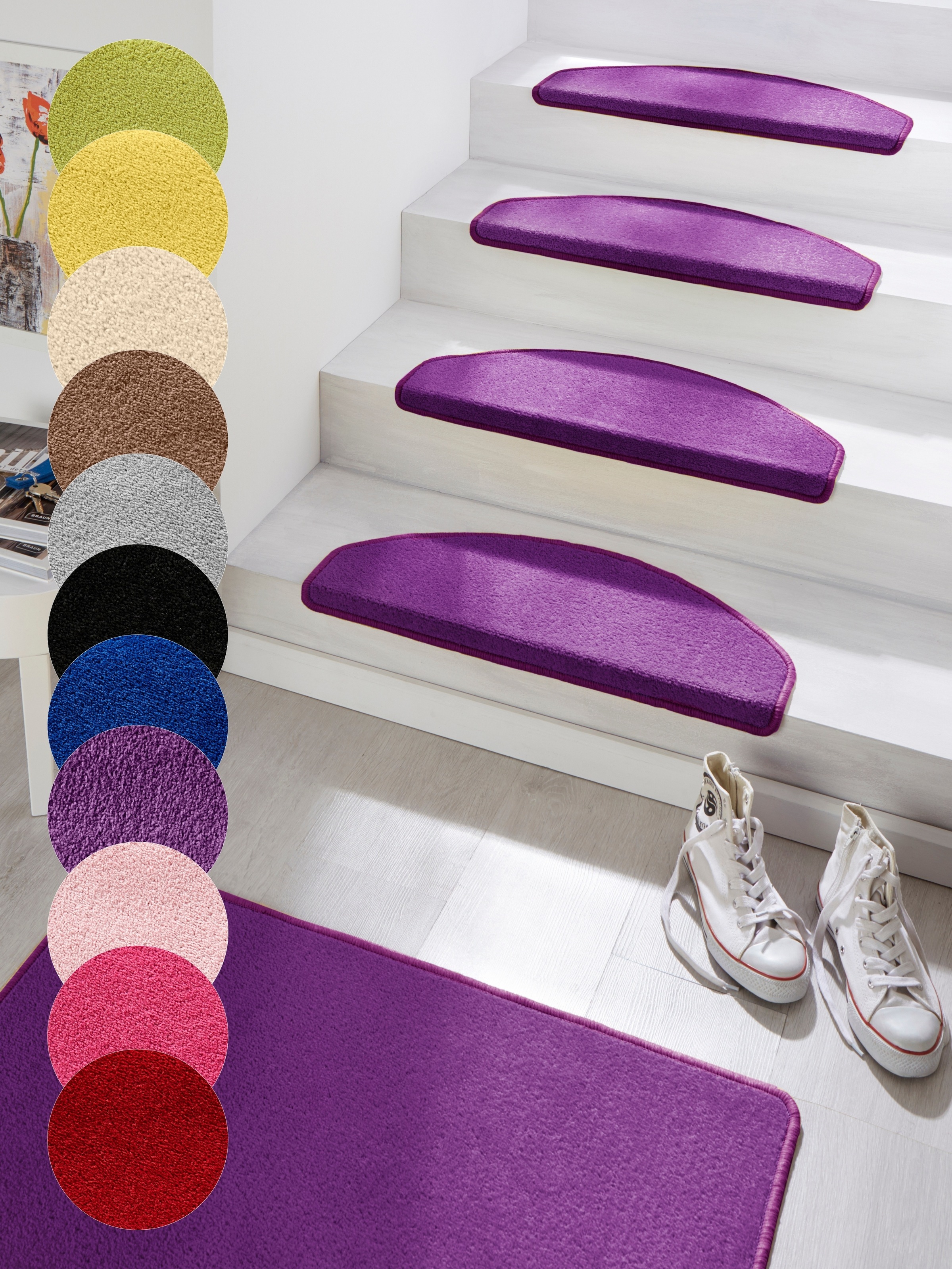 HANSE Home Stufenmatte »Fancy«, halbrund, 7 mm Höhe, 15 Stück, Treppenmatte günstig online kaufen