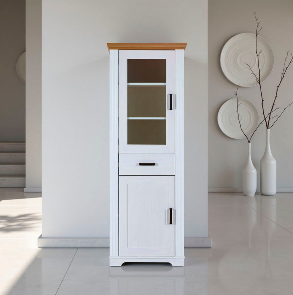 Inter Link Vitrine »Vitrine Maluno« 1 Stk. tlg. Kiefer Massiv, Soft-Close, günstig online kaufen