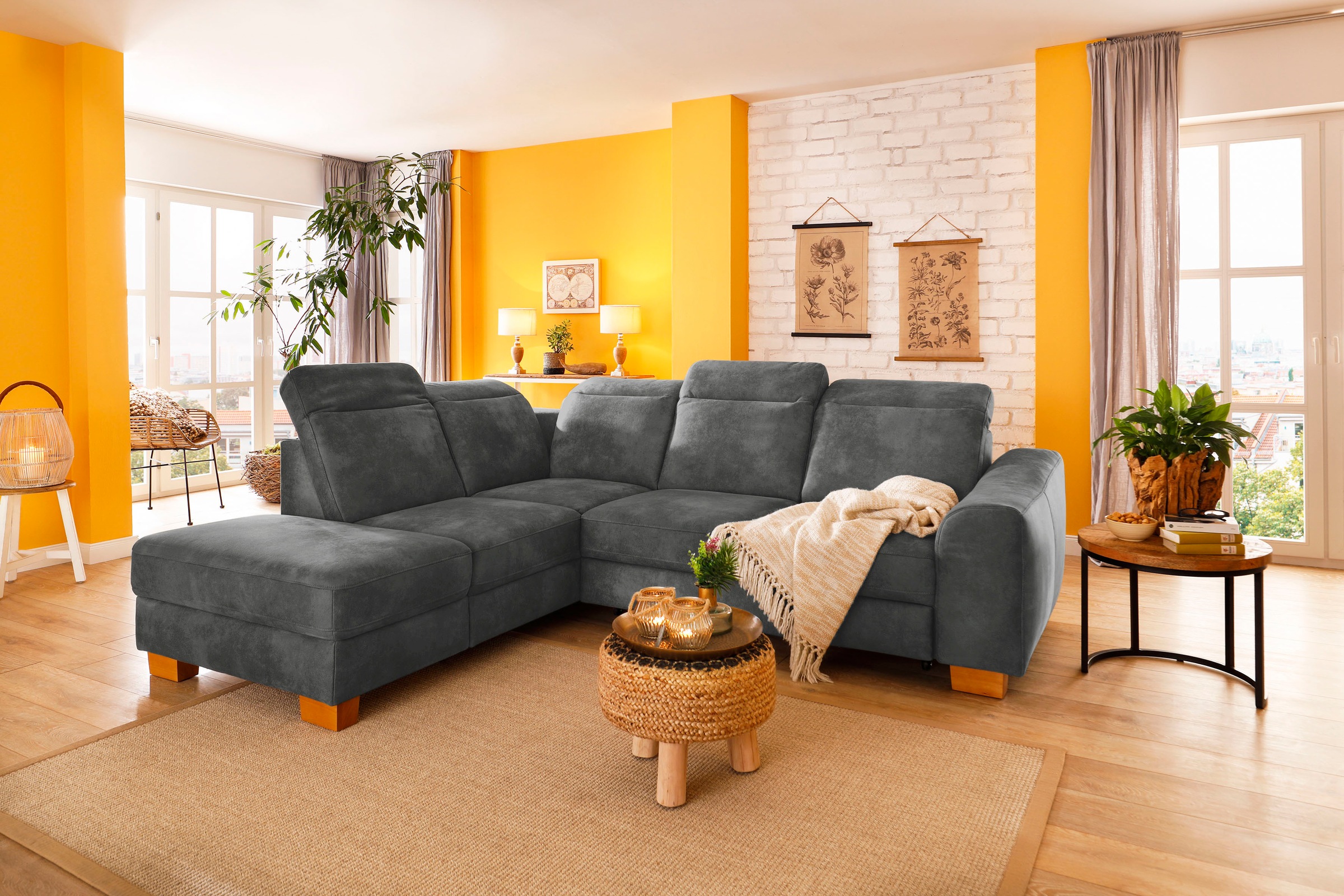 Home affaire Ecksofa »Dundee L-Form«, wahlweise mit Kopfteilverstellung und günstig online kaufen
