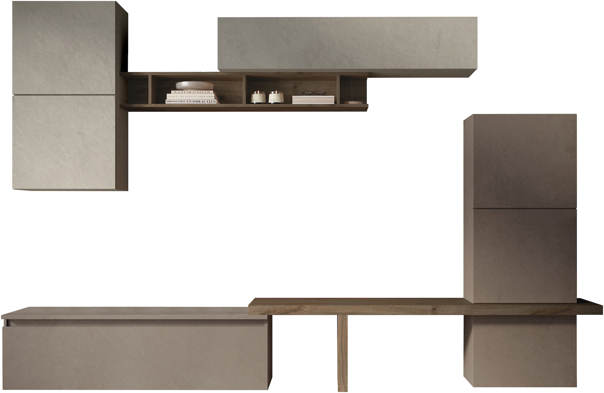 INOSIGN Wohnwand »INFINITY, 9tlg. Breite 290 cm, Höhe variabel, Schrankwand (Lowboard,«, T-Boden, 4x Hängewürfel, Würfel-Element, Wandregal, Hängeschrank)
