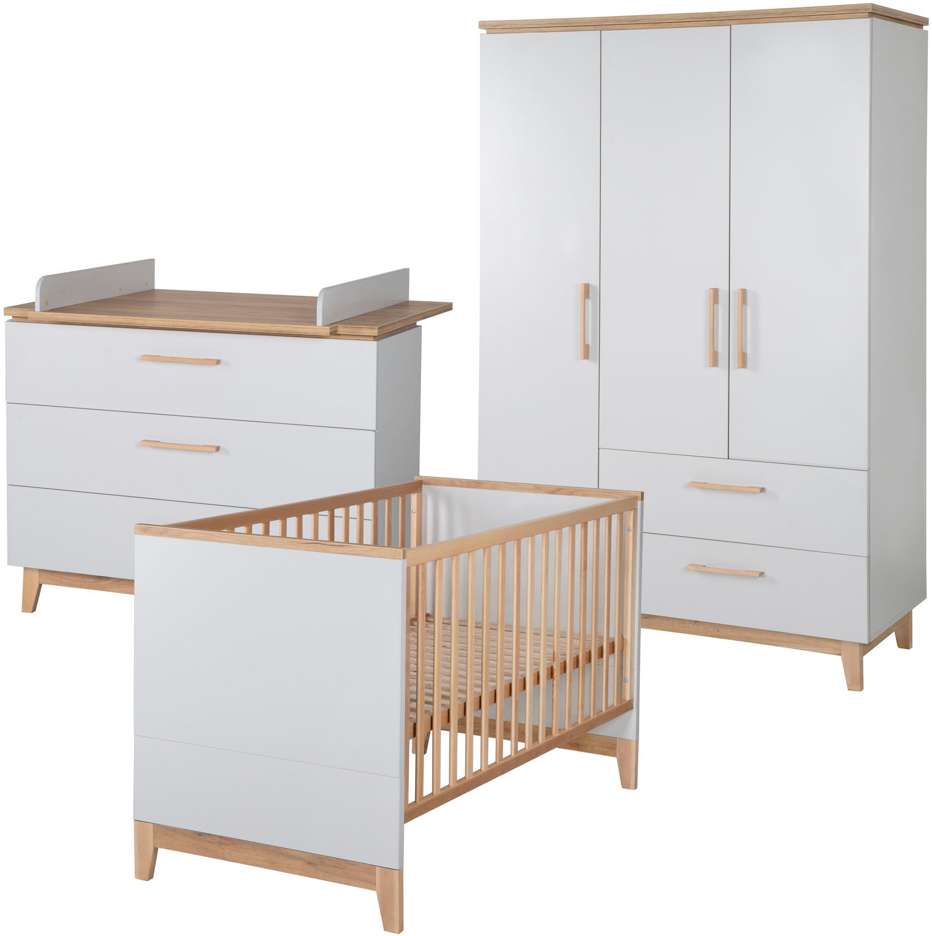 roba® Babyzimmer-Komplettset »Caro«, (Set, 3 tlg., Kinderbett, Schrank, Wic günstig online kaufen