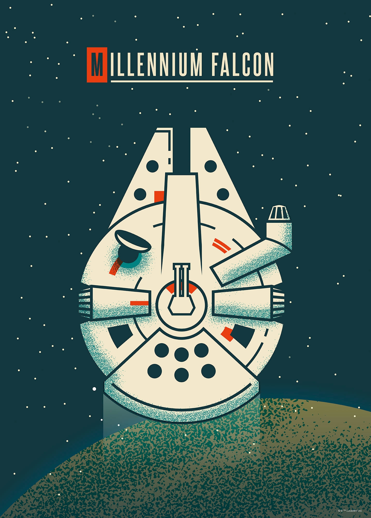 Komar Wandbild »Star Wars Geeky Millennium Falcon«, Disney, (Set, 1 St.), 40 x 50 cm (Breite x Höhe) - Kinderzimmer, Dekoration