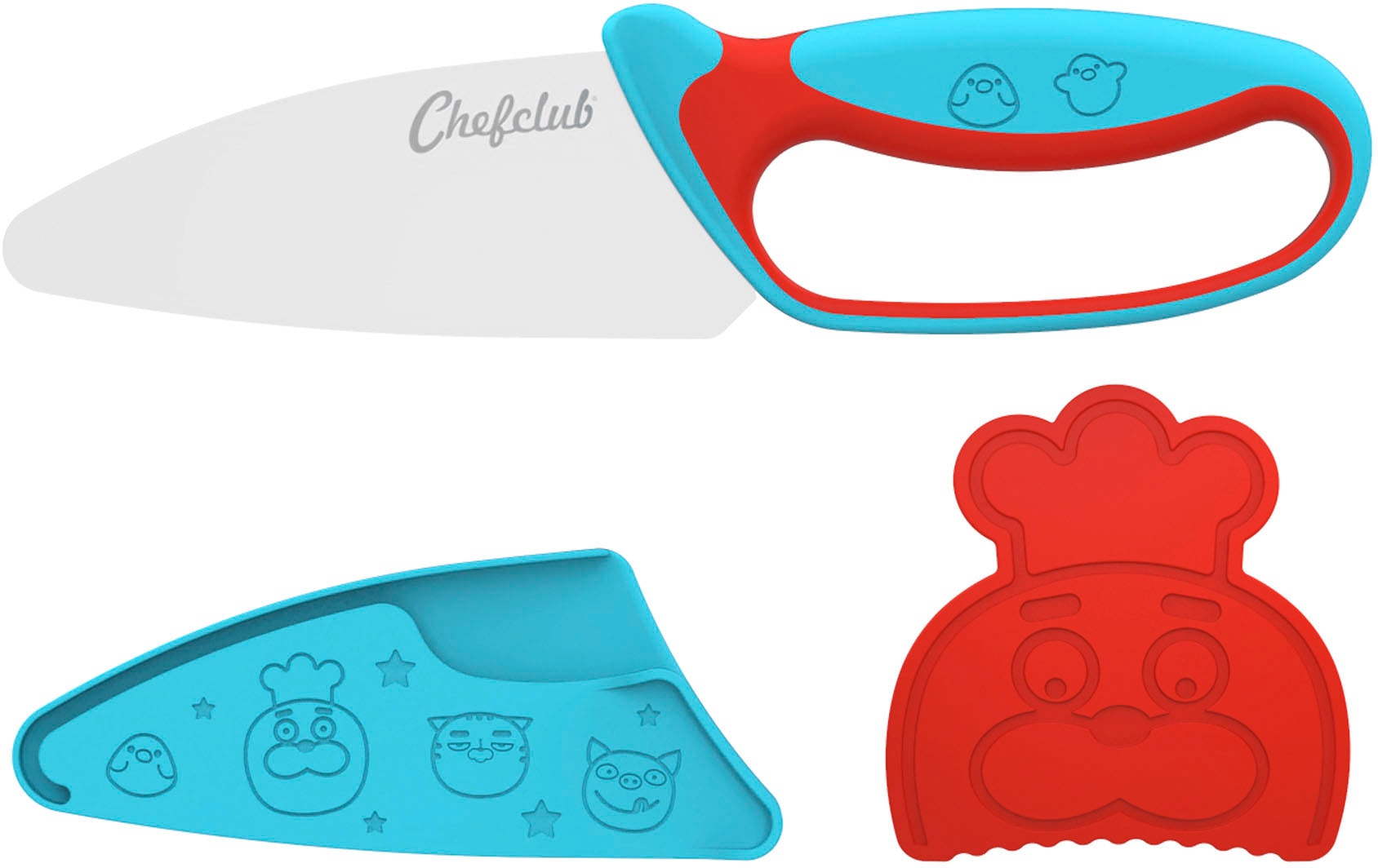 Chefclub Kinderkochmesser »Messer für Kinder, blau/rot«, (Set, 3 tlg.)