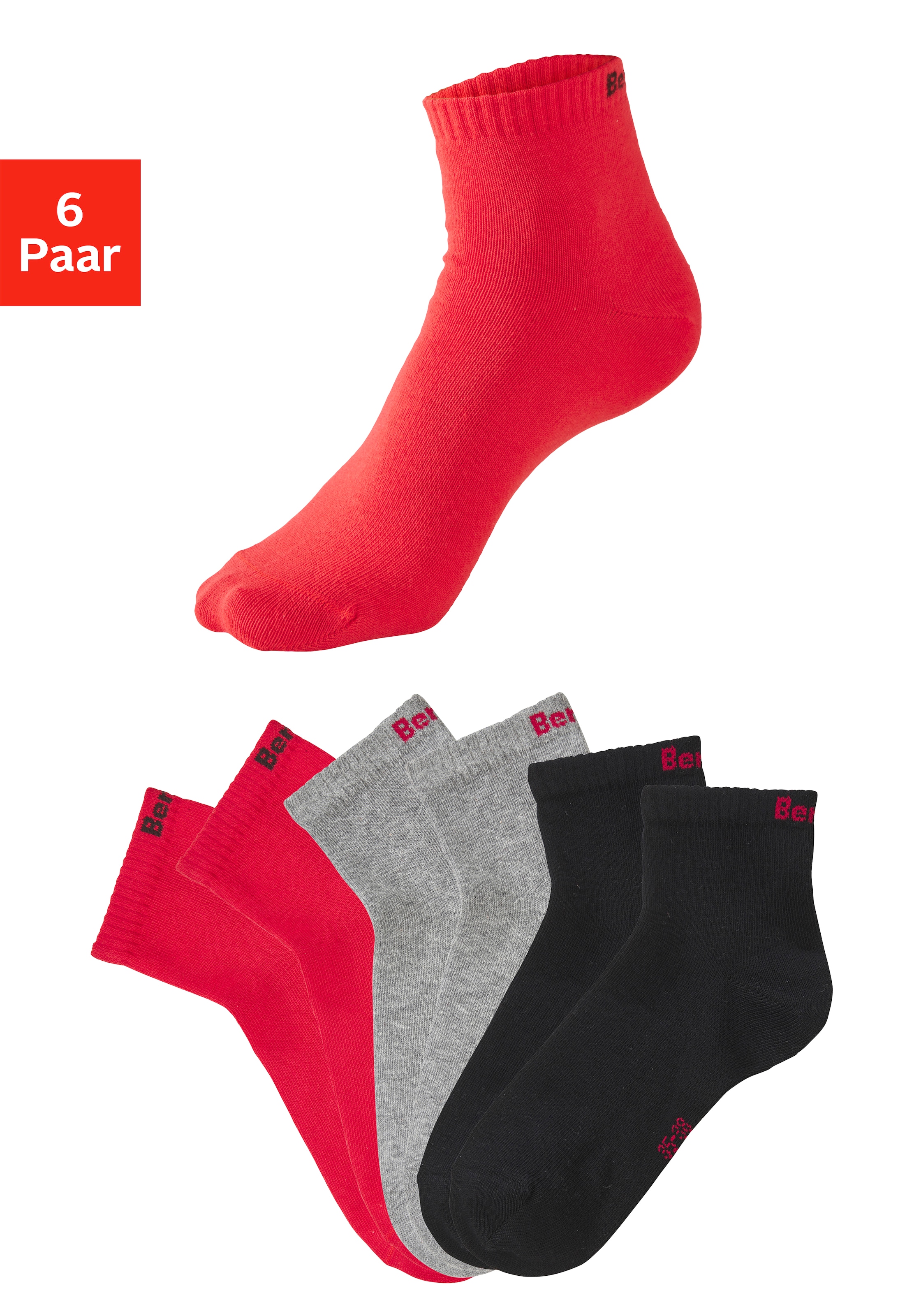 Bench. Kurzsocken »für Damen und Herren in Baumwollmischung, für Sport und Freizeit« Packung, 6 Paar tlg. mit klassischem Logoschriftzug, ohne Frottee
