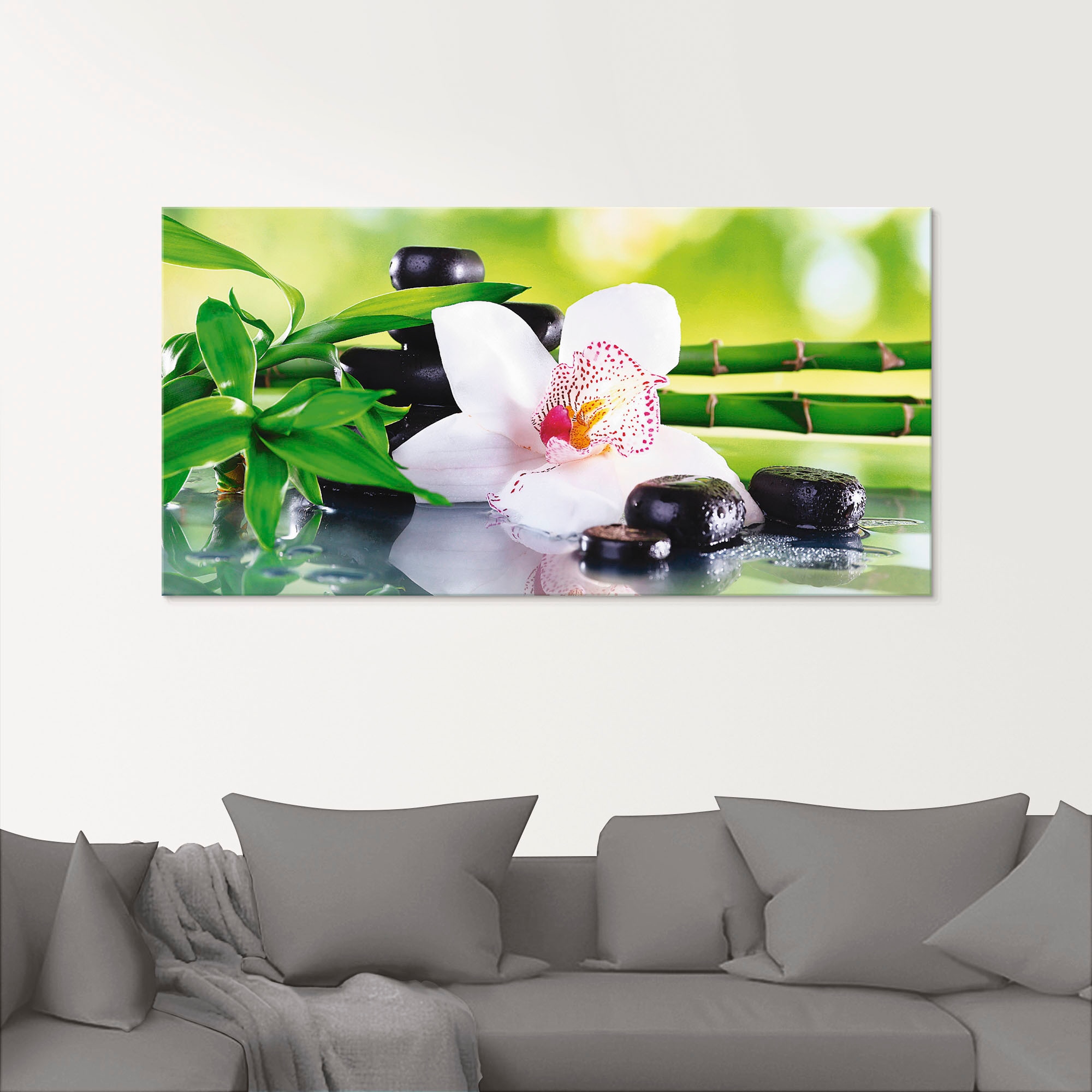 Artland Glasbild »Spa Steine Bambus Zweige Orchidee«, Zen, (1 St.), in verschiedenen Größen