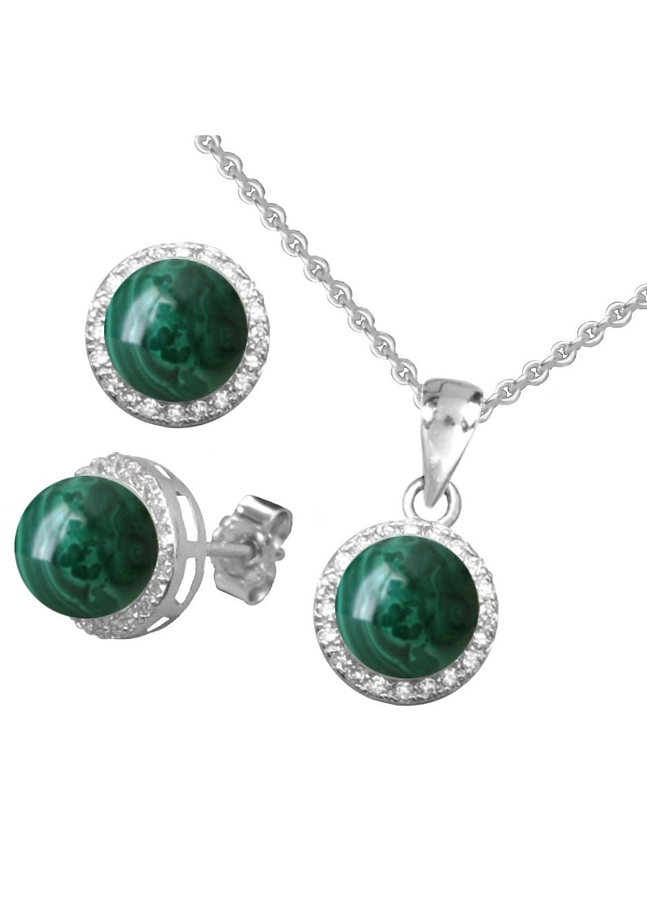 Firetti Schmuckset grün tlg.), kreisrund Malachit, Geschenk, bestellen mit 4 »Schmuck glitzernd«, und Ohrschmuck Halsschmuck Zirkonia (Set, online 