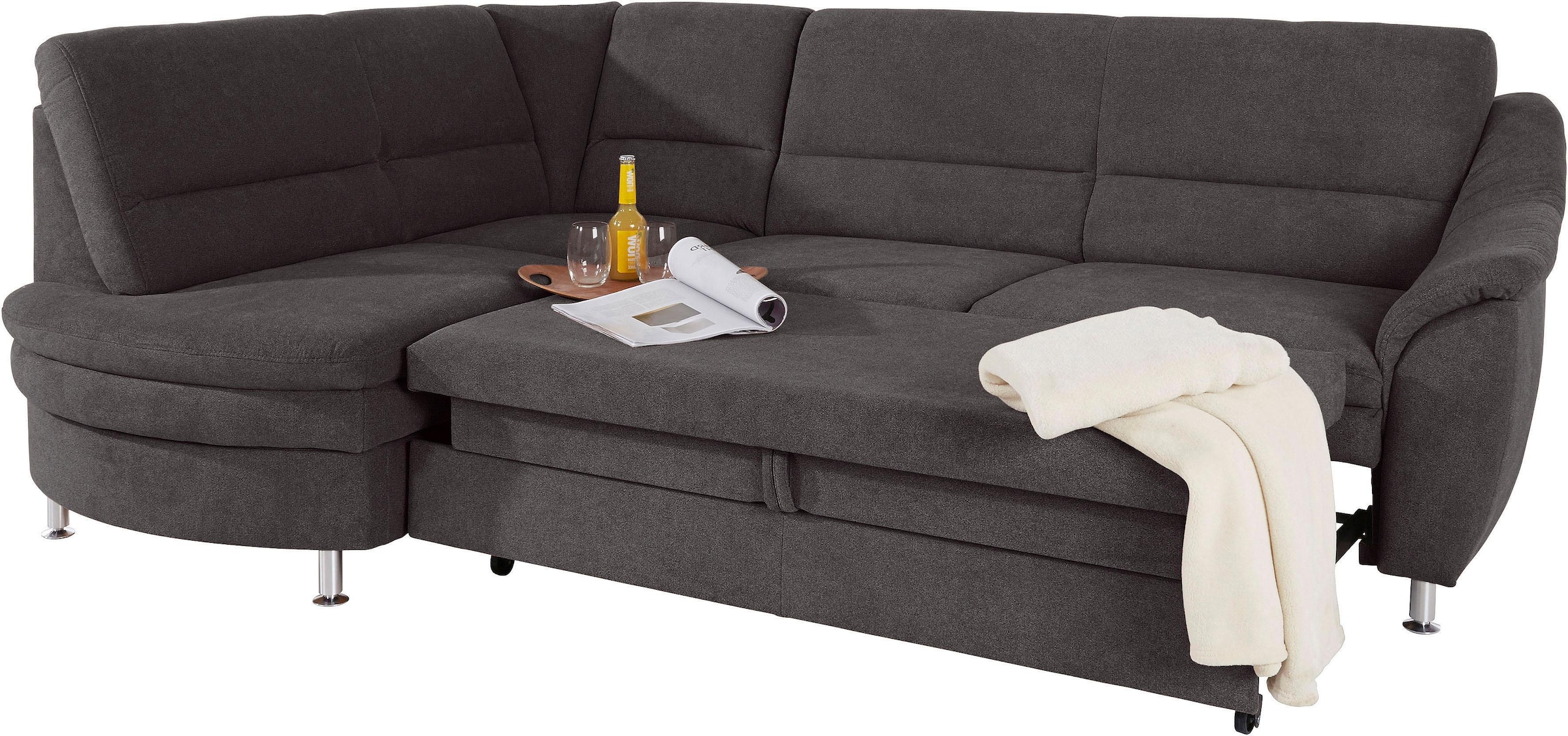 Places of Style Ecksofa »Cardoso L-Form«, Federkern, wahlweise mit Bett, Schubkasten