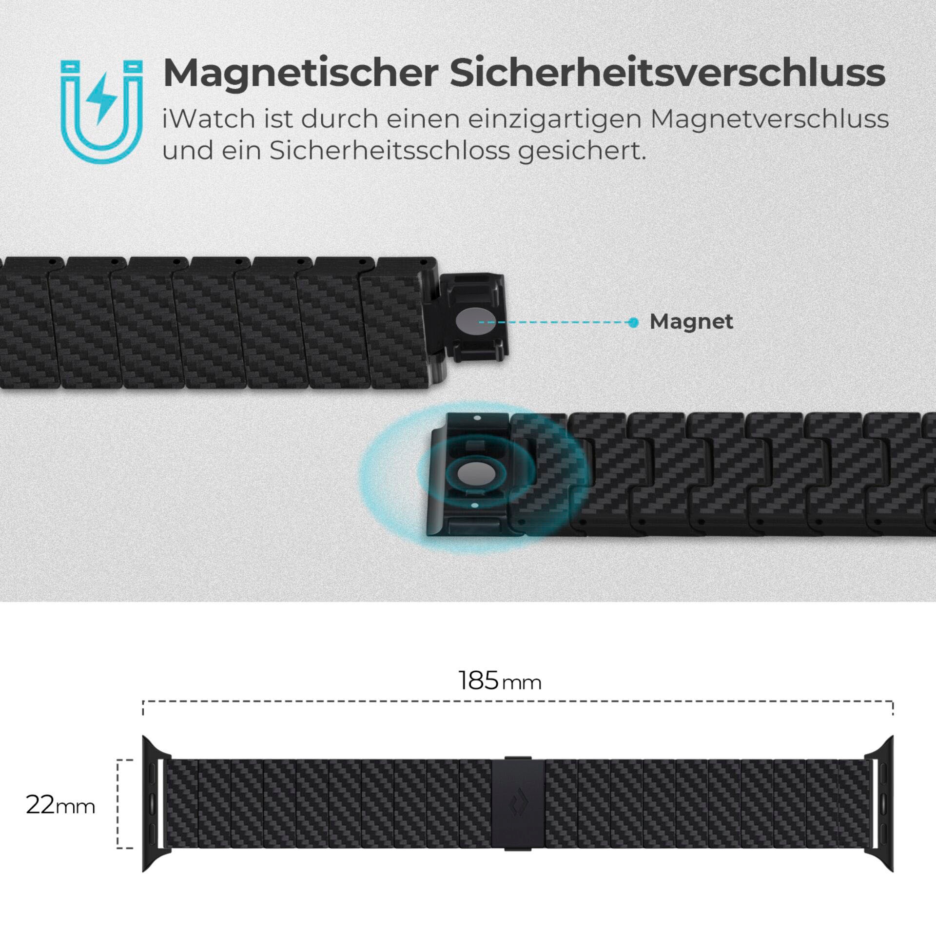 Pitaka Smartwatch-Armband »Carbon Fiber Link Bracelet Modern Band 42-44mm«