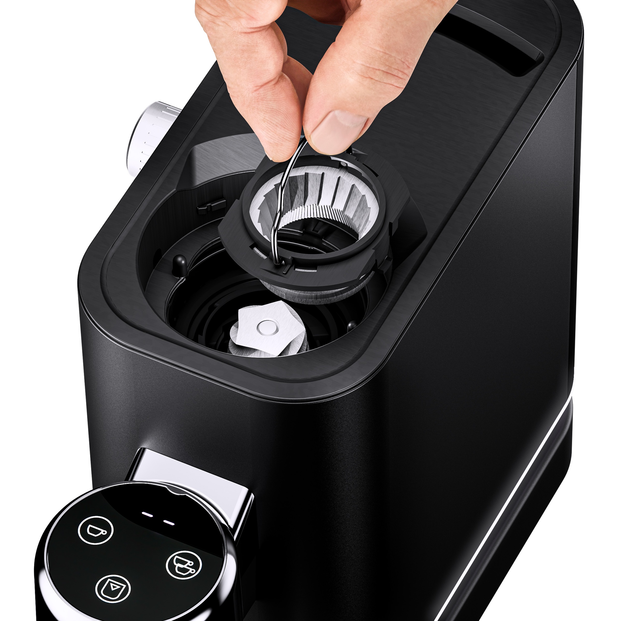 WMF Kaffeemühle »Lumero«, 150 W, Kegelmahlwerk, 180 g Bohnenbehälter, 40 Mahlgrade, Edelstahlmahlwerk, LED-Display, 150 Watt, Cromargan