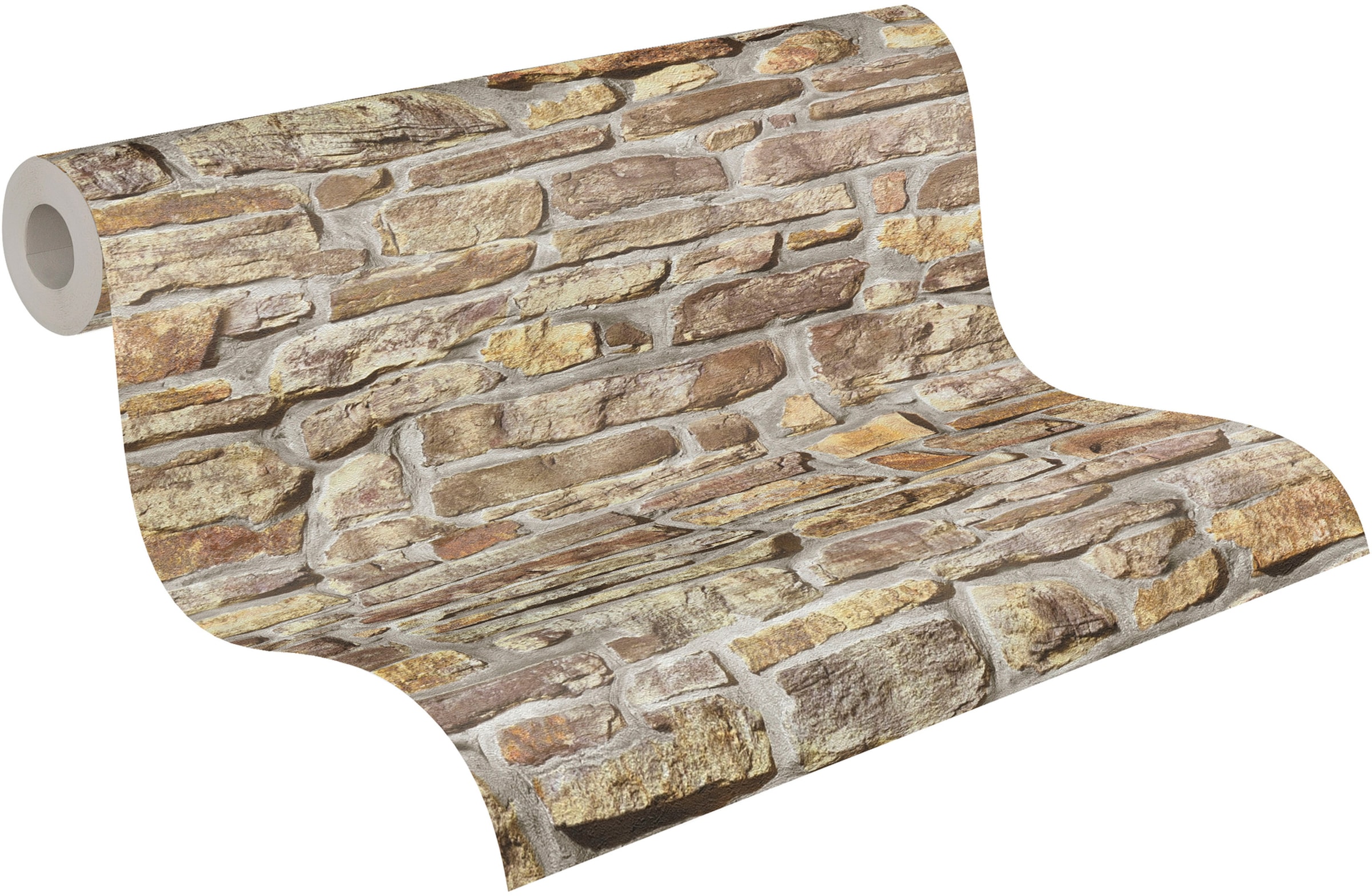 A.S. Création Vliestapete »Bricks & Stones Stein«, matt-gemustert-neutral, Steintapete Natursteintapete Tapeten Wohnzimmer Schlafzimmer Küche