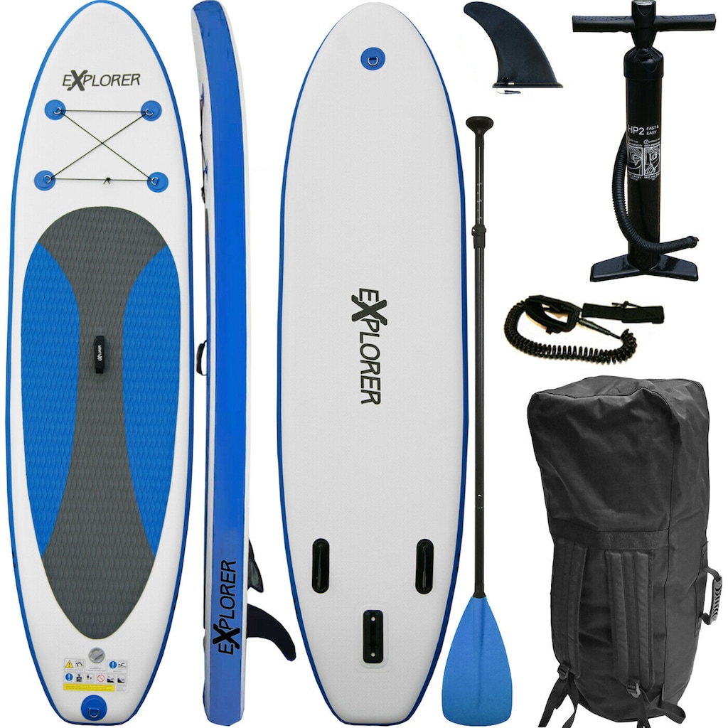 EXPLORER Inflatable SUP-Board »Explorer SUP 300 blau«, (Set, mit Paddel, Pumpe und Transportrucksack)