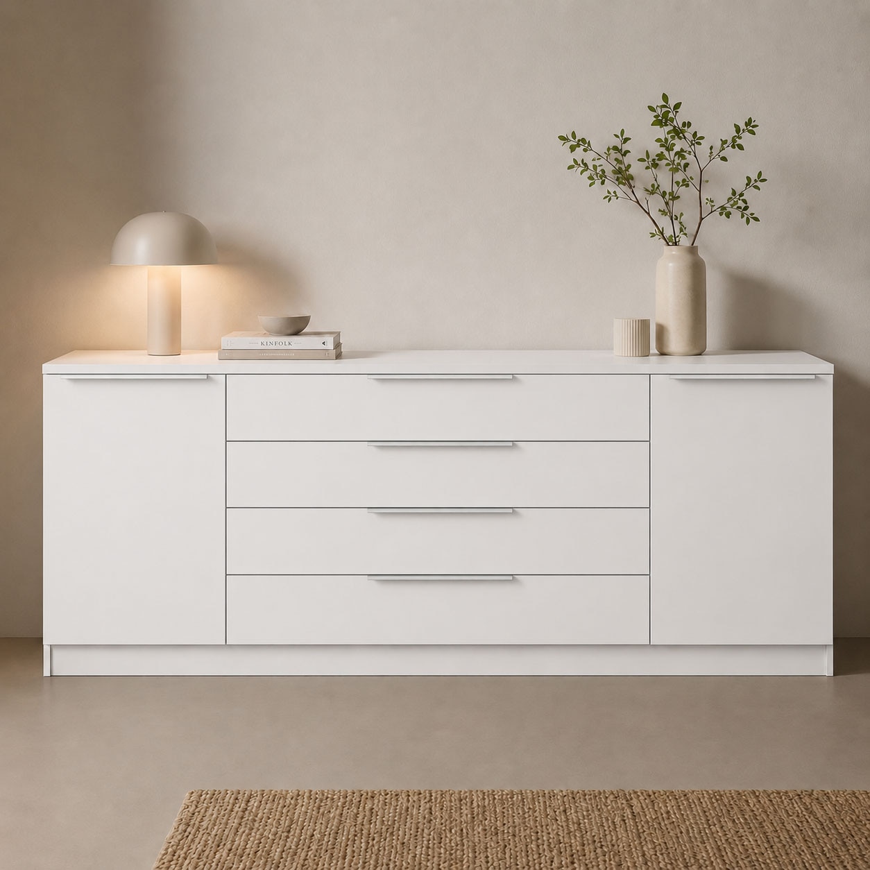 borchardt Möbel Kommode »Oliva, Kommode mit Metallgriffen« Modernes Sideboard mit 2 Türen und 4 Schubkästen, Breite 200 cm
